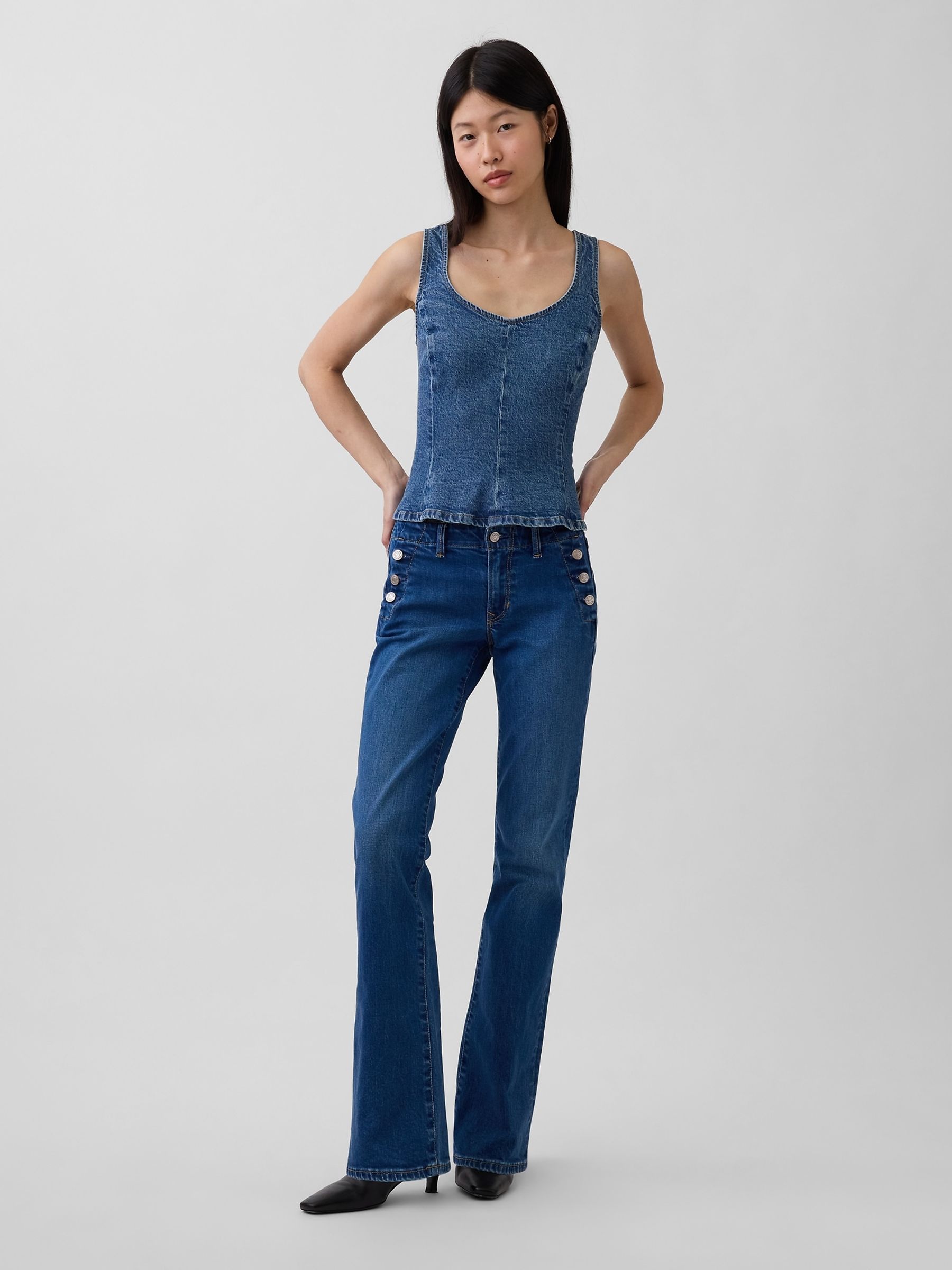 Medium wash Low Rise Long and Lean Sailor Jeans - Image 3 of 4