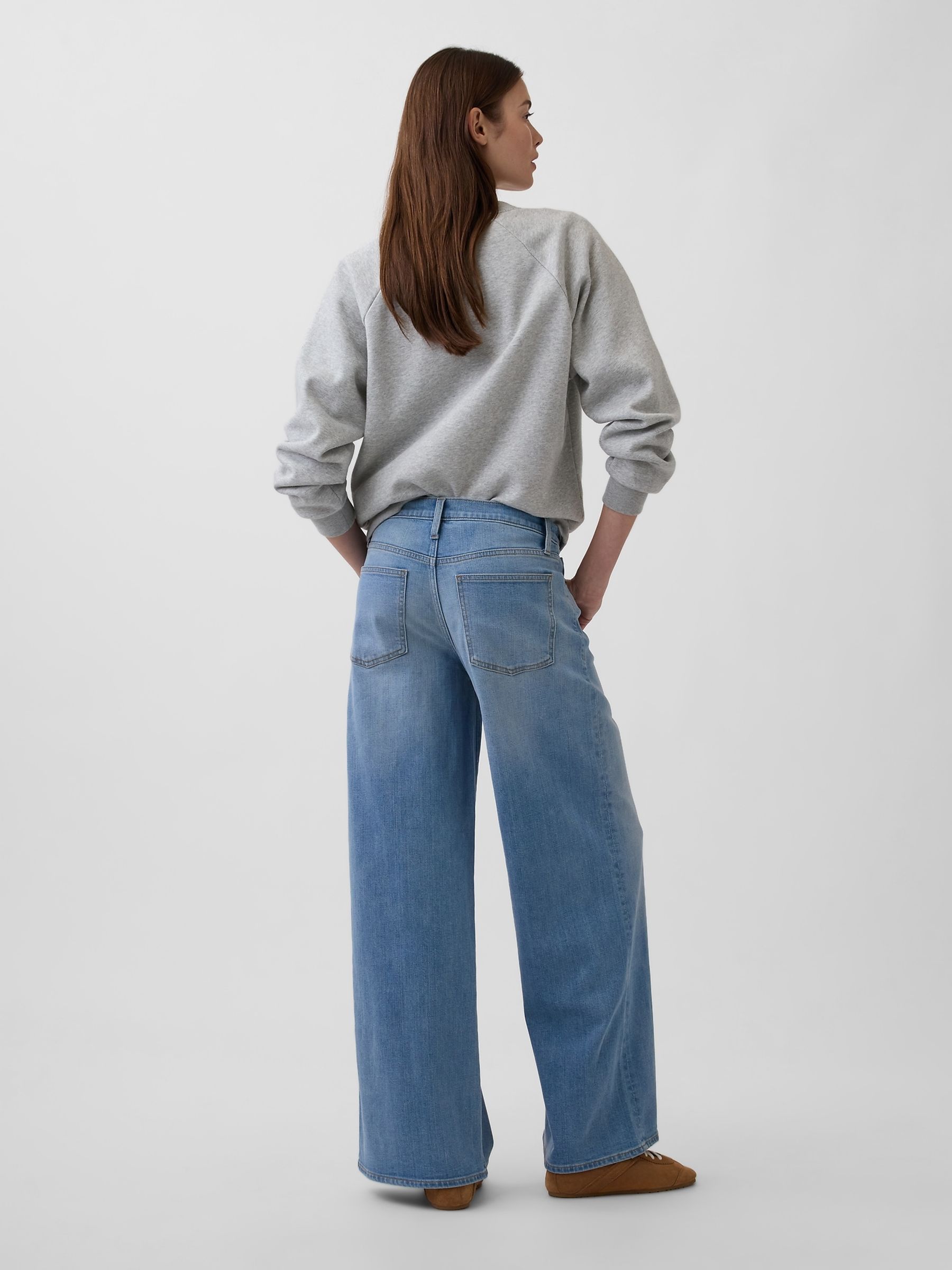 Light Wash Mid Rise Wide-Leg Jeans - Image 2 of 6 Light Wash Mid Rise Wide-Leg Jeans - Image 2 of 6