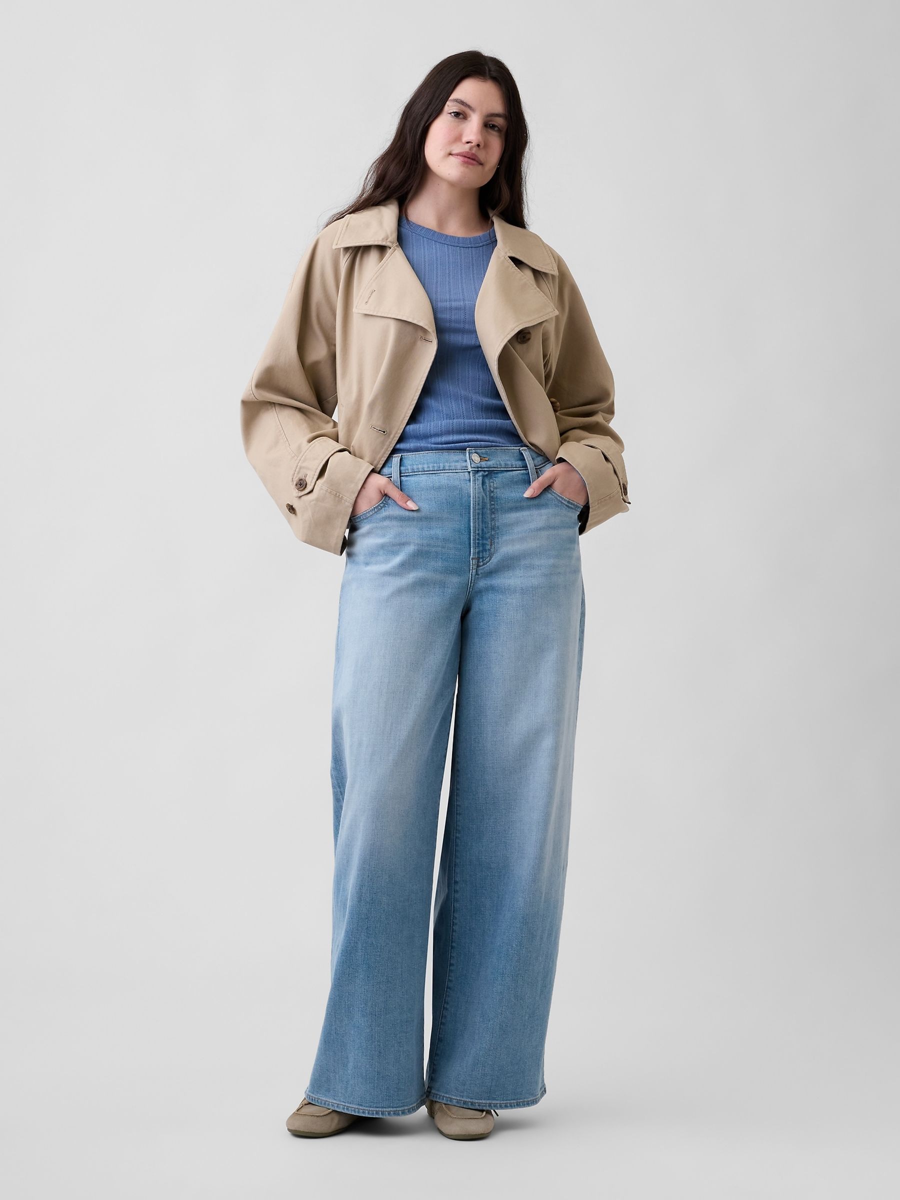 Light Wash Mid Rise Wide-Leg Jeans - Image 5 of 6