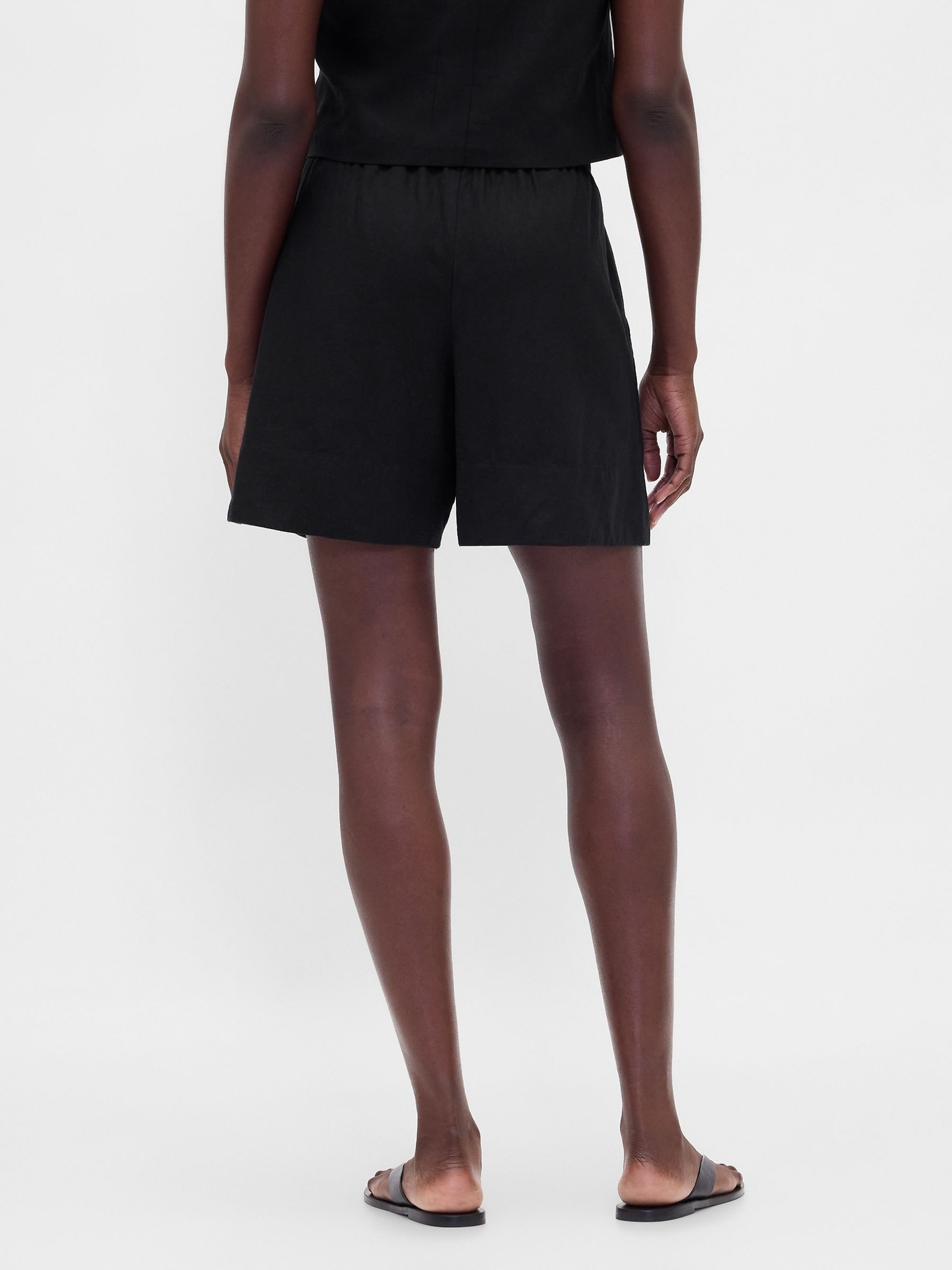 Black Linen-Blend Easy Shorts - Image 2 of 5