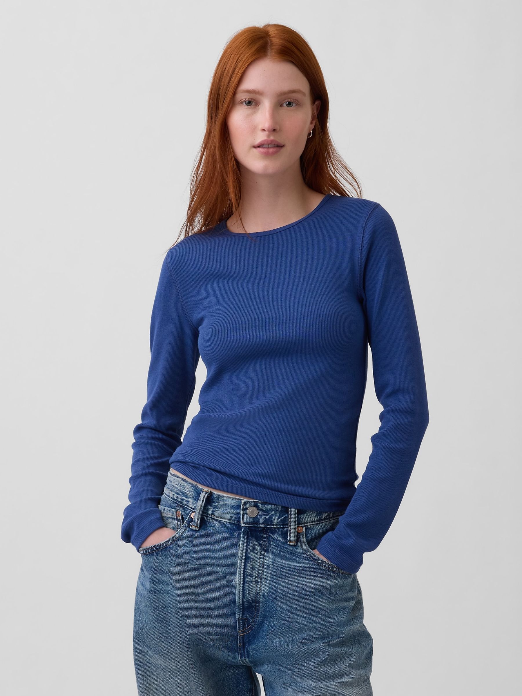 Blue Modern Rib T-Shirt - Image 1 of 4