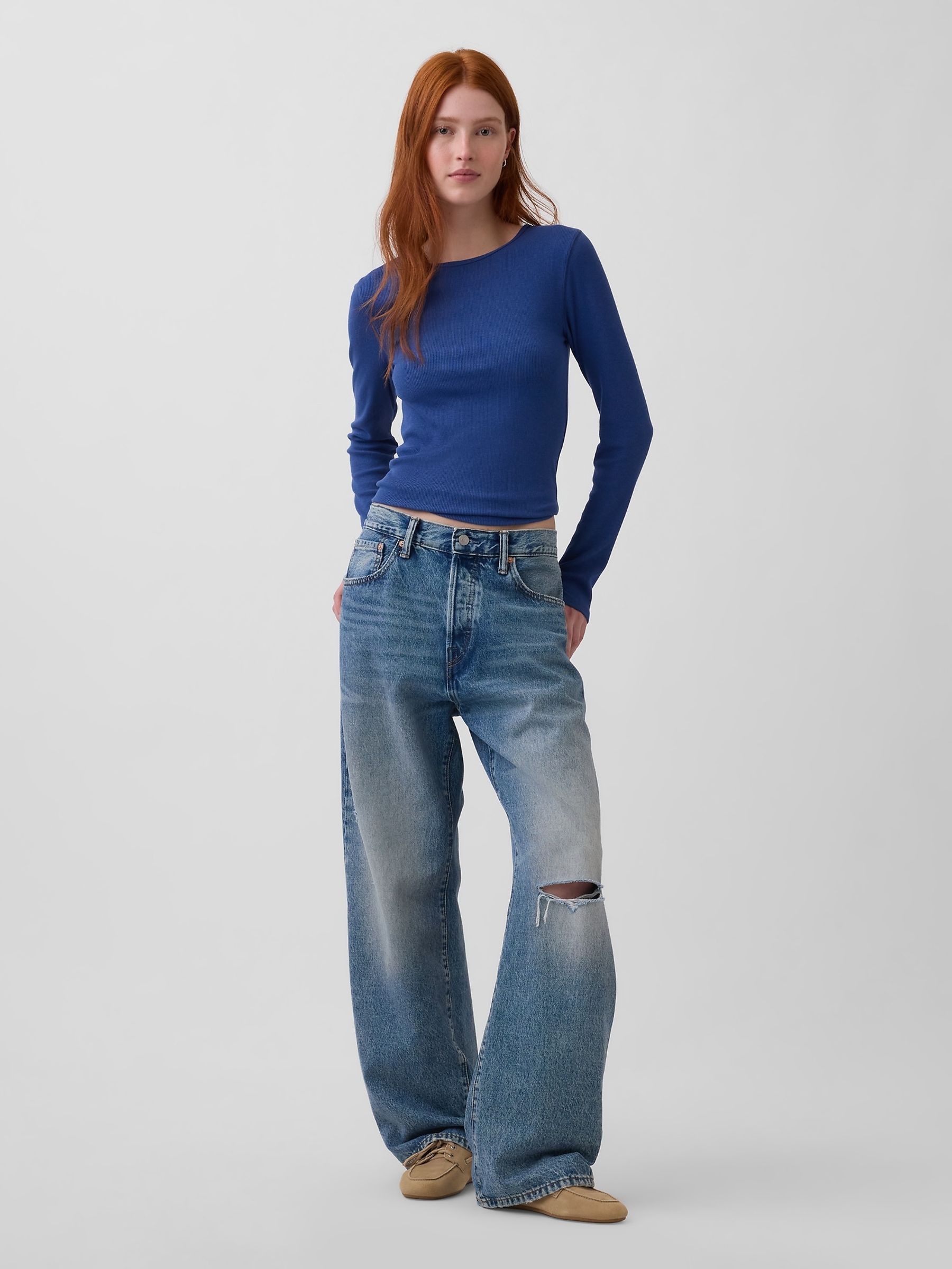 Blue Modern Rib T-Shirt - Image 3 of 4