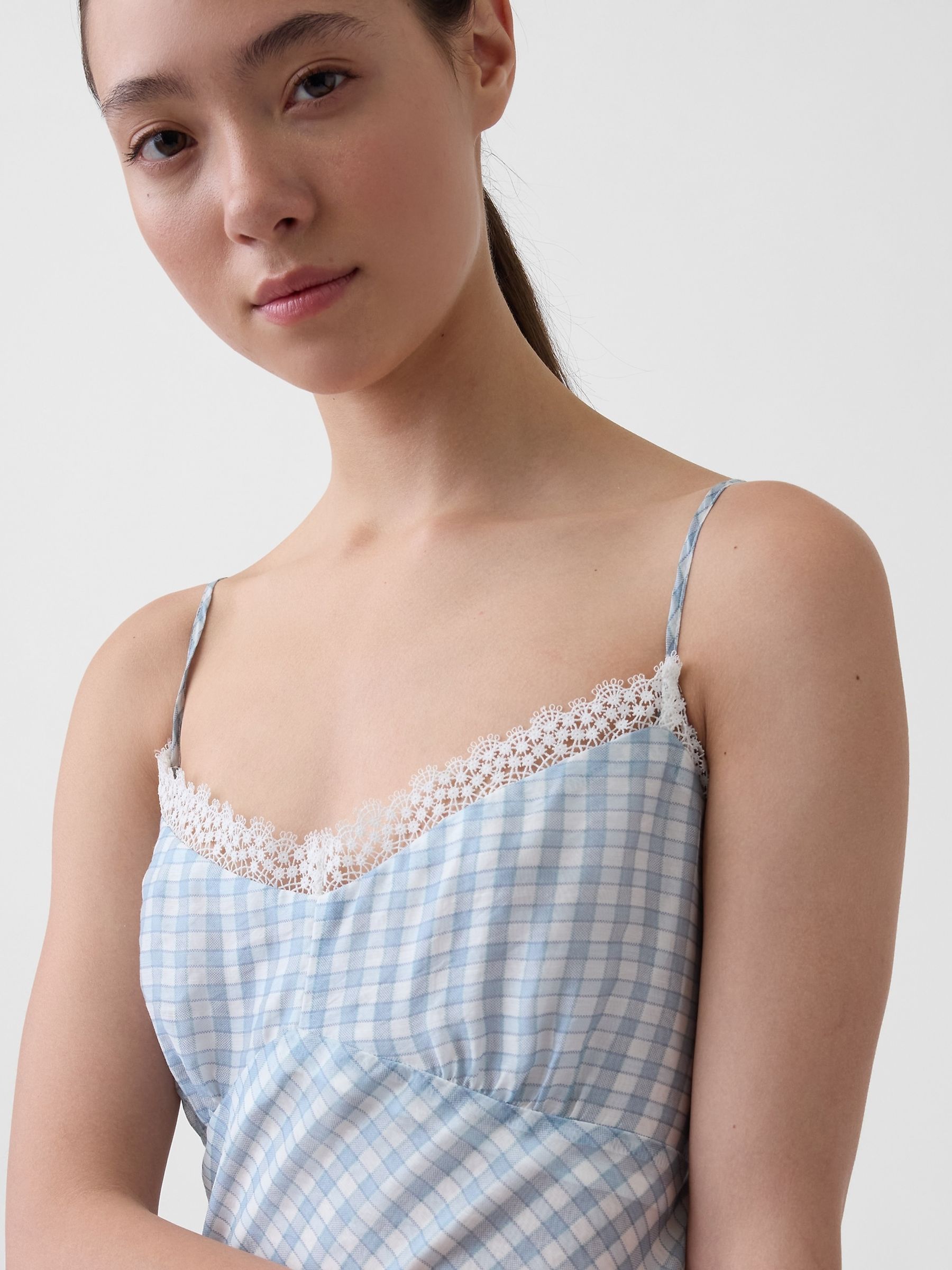 Blue Gingham Midi Slip Dress - Image 4 of 4