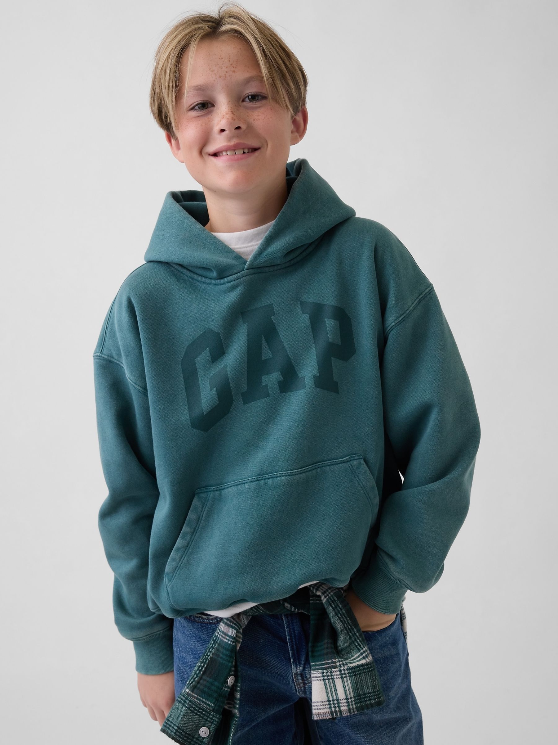 Green VintageSoft Relaxed Logo Hoodie - Image 1 of 5 Green VintageSoft Relaxed Logo Hoodie - Image 1 of 5