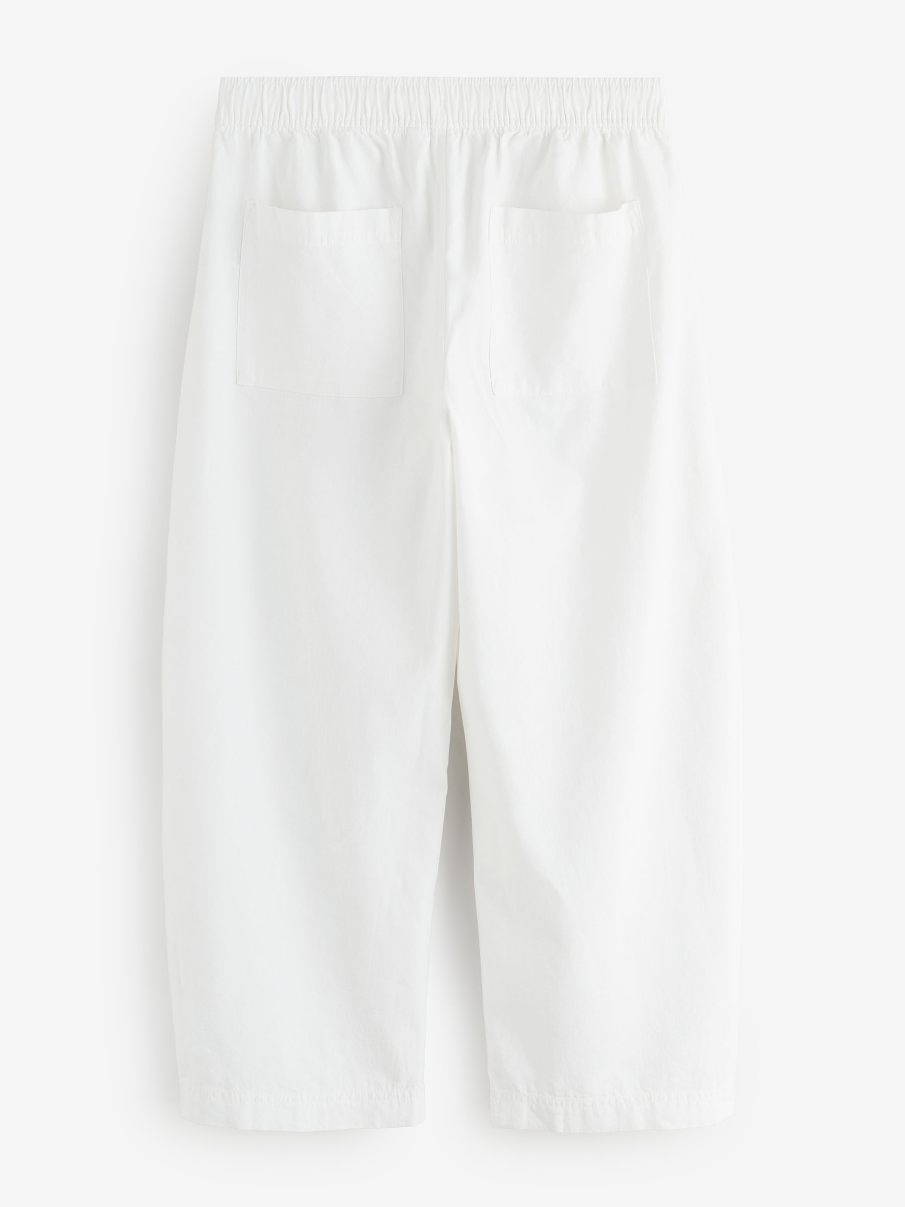 White Mid Rise Linen-Blend Easy Barrel Trousers - Image 2 of 6