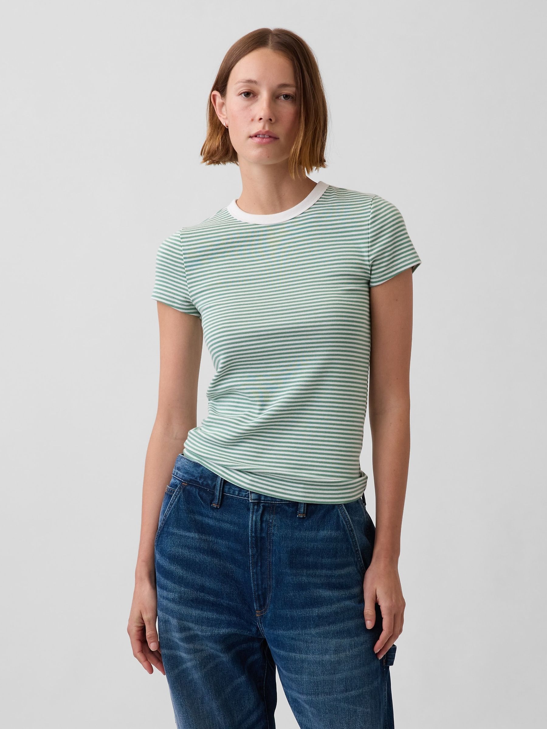 Green Stripe Modern Crew neck T-Shirt - Image 1 of 3