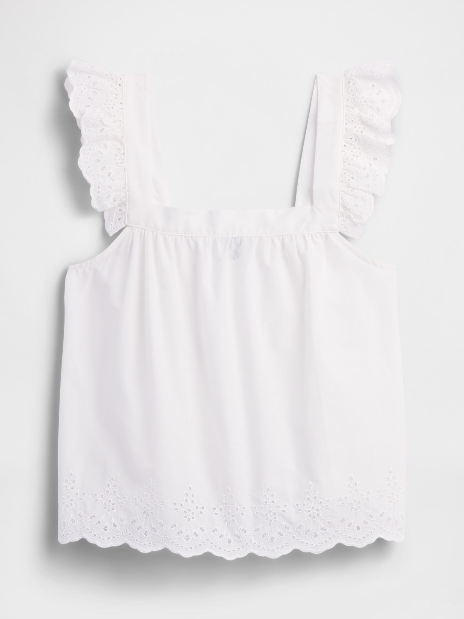 White Poplin Eyelet pyjama Top - Image 5 of 5