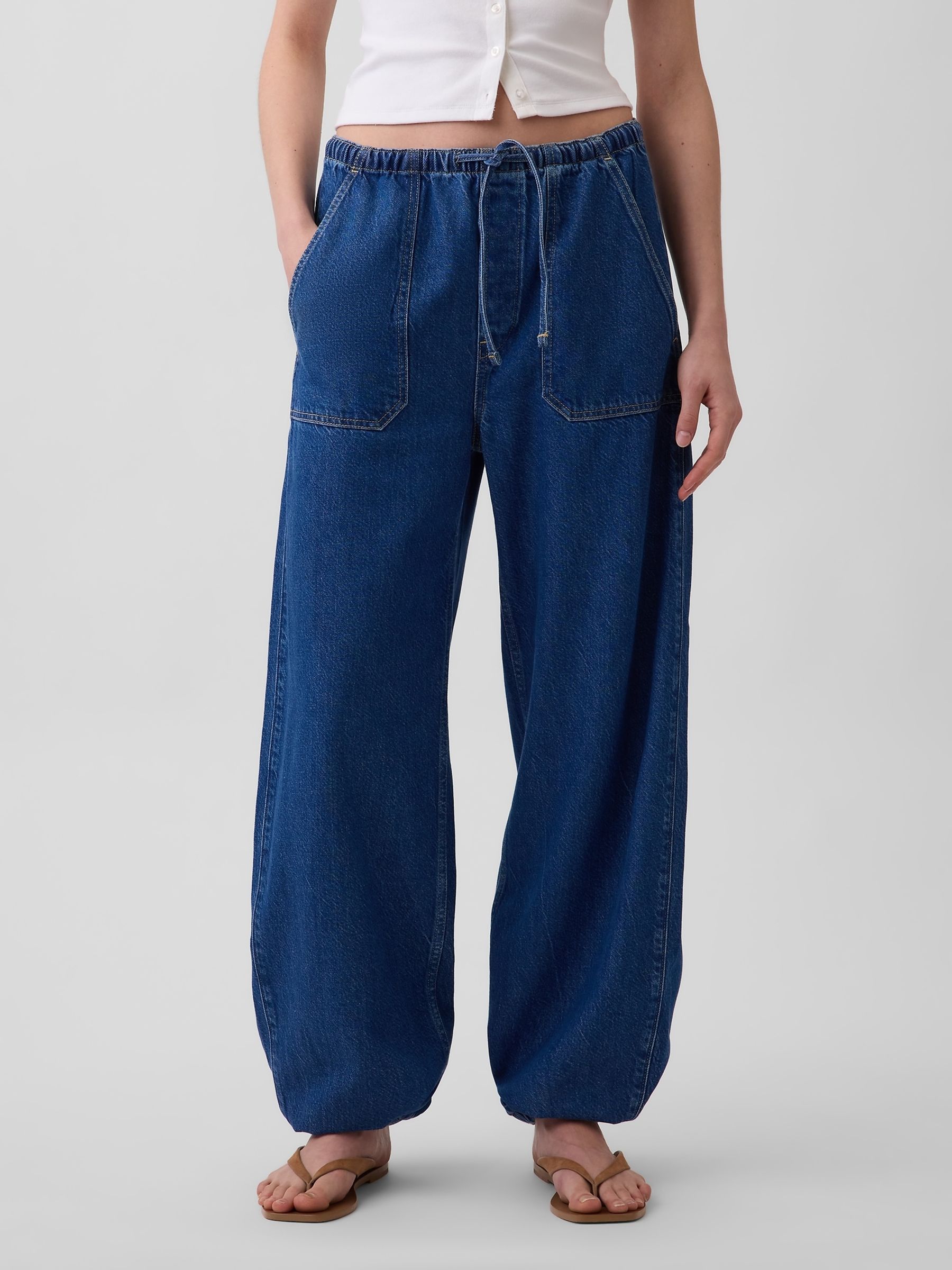 Dark Wash High Waisted UltraSoft Easy Barrel Jeans - Image 1 of 4