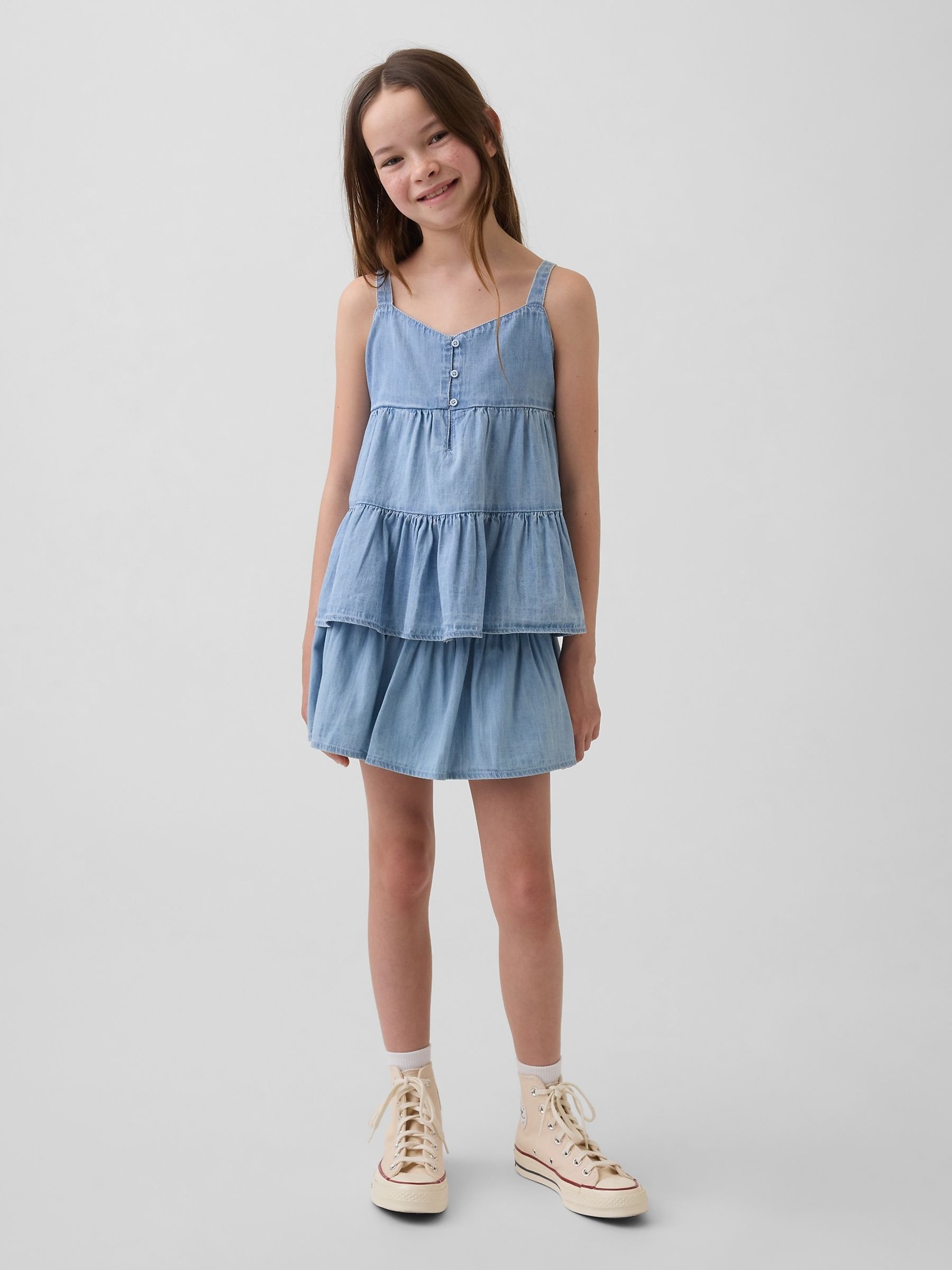 Blue Denim Tiered Skort - Image 1 of 5