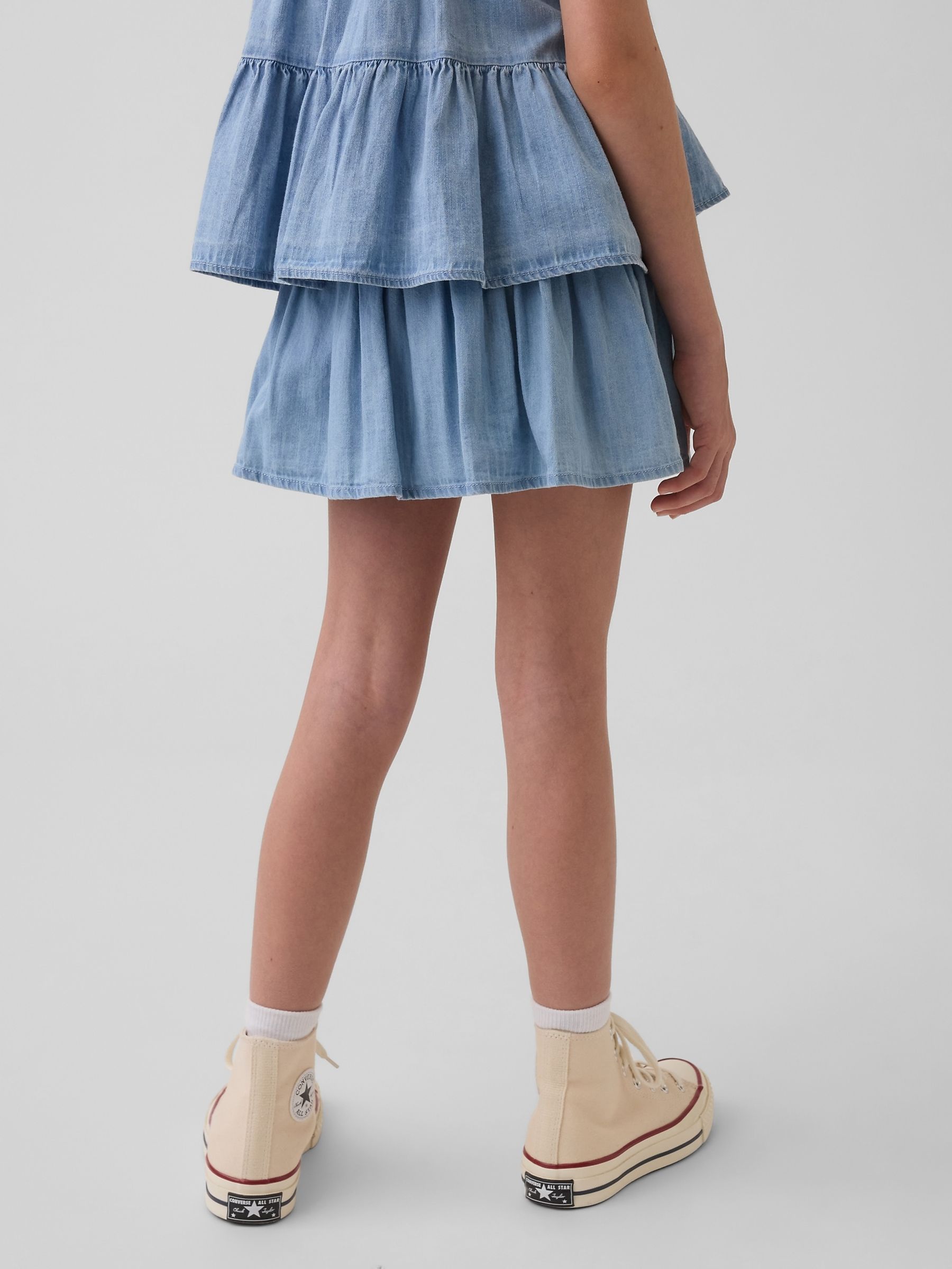 Blue Denim Tiered Skort - Image 2 of 5