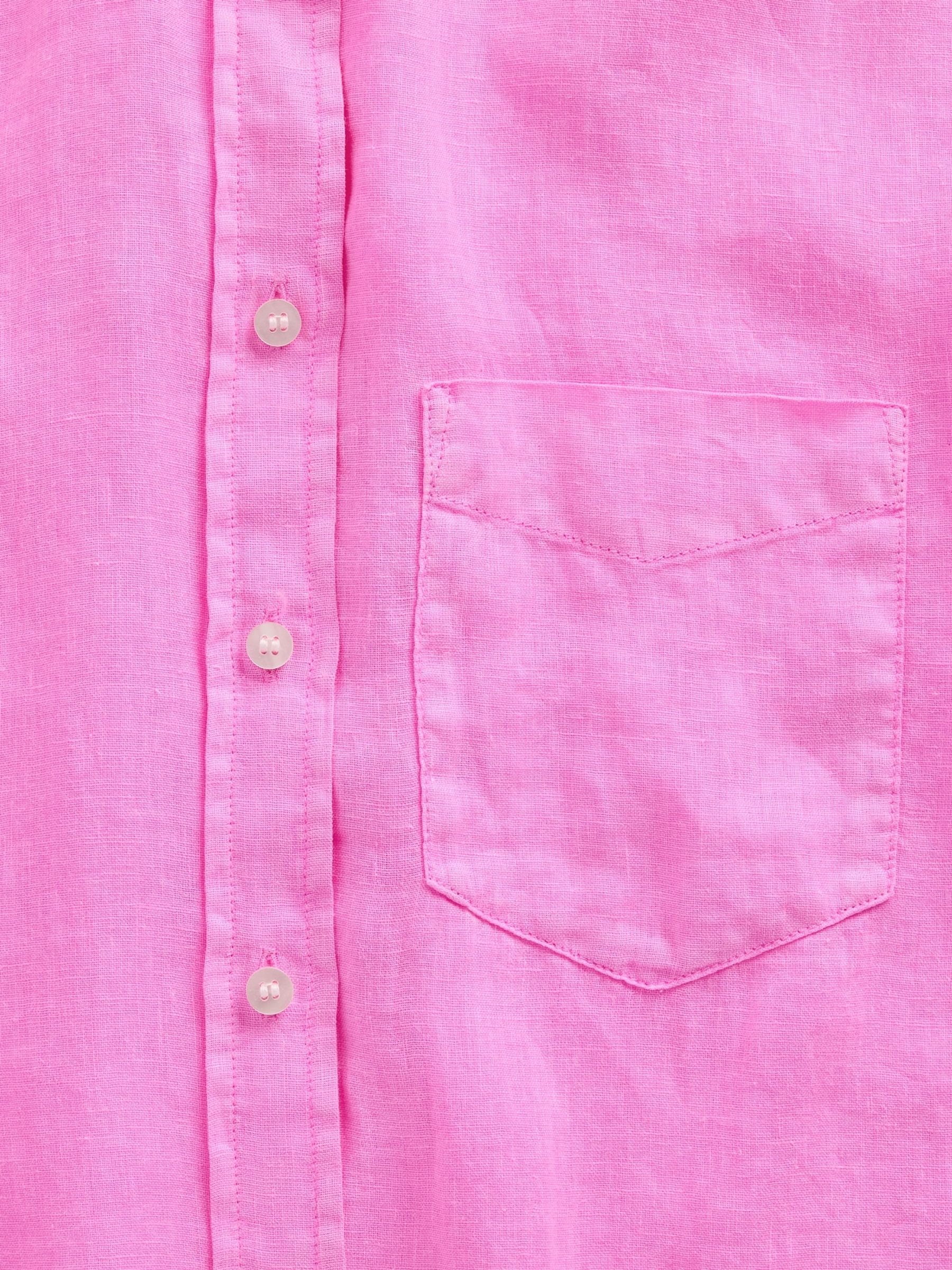 Pink Linen Oversized Shirt - Image 4 of 4