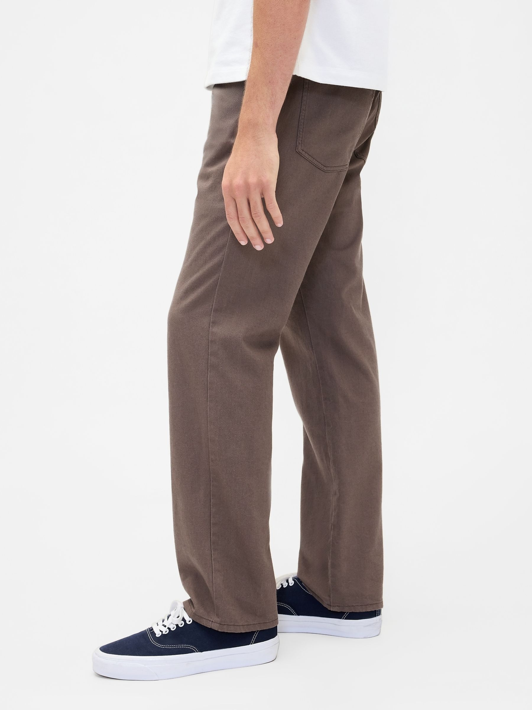 Brown Linen-Cotton Relaxed Straight Trousers - Image 3 of 5