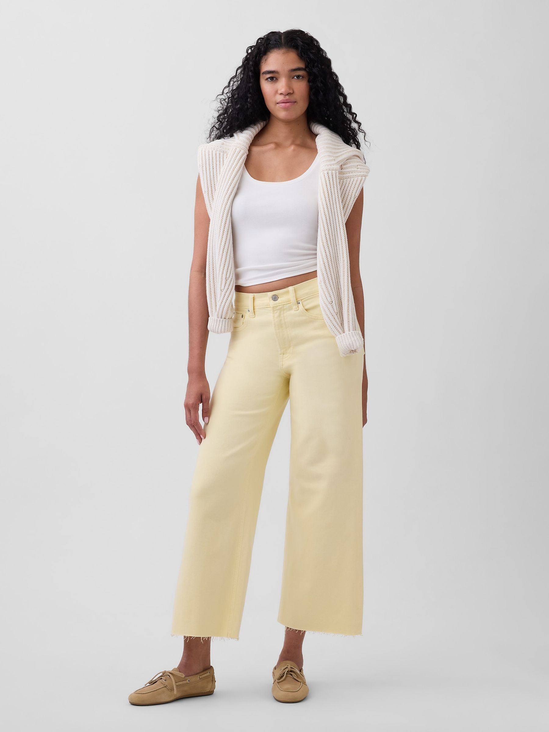 Yellow High Waisted Stride Wide-Leg Ankle Jeans - Image 4 of 4