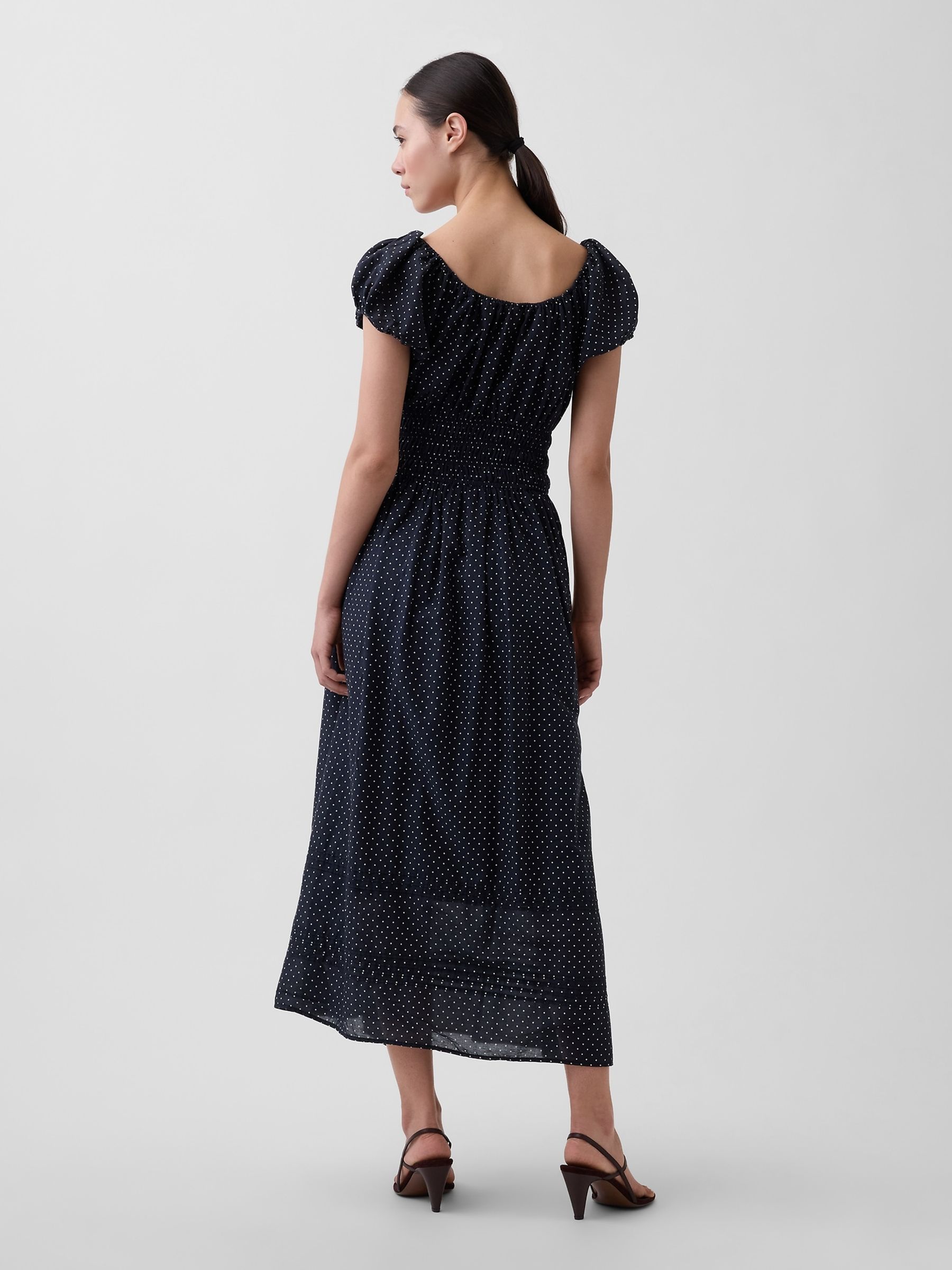 Black Voile Smocked Waist Maxi Dress - Image 2 of 4 Black Voile Smocked Waist Maxi Dress - Image 2 of 4