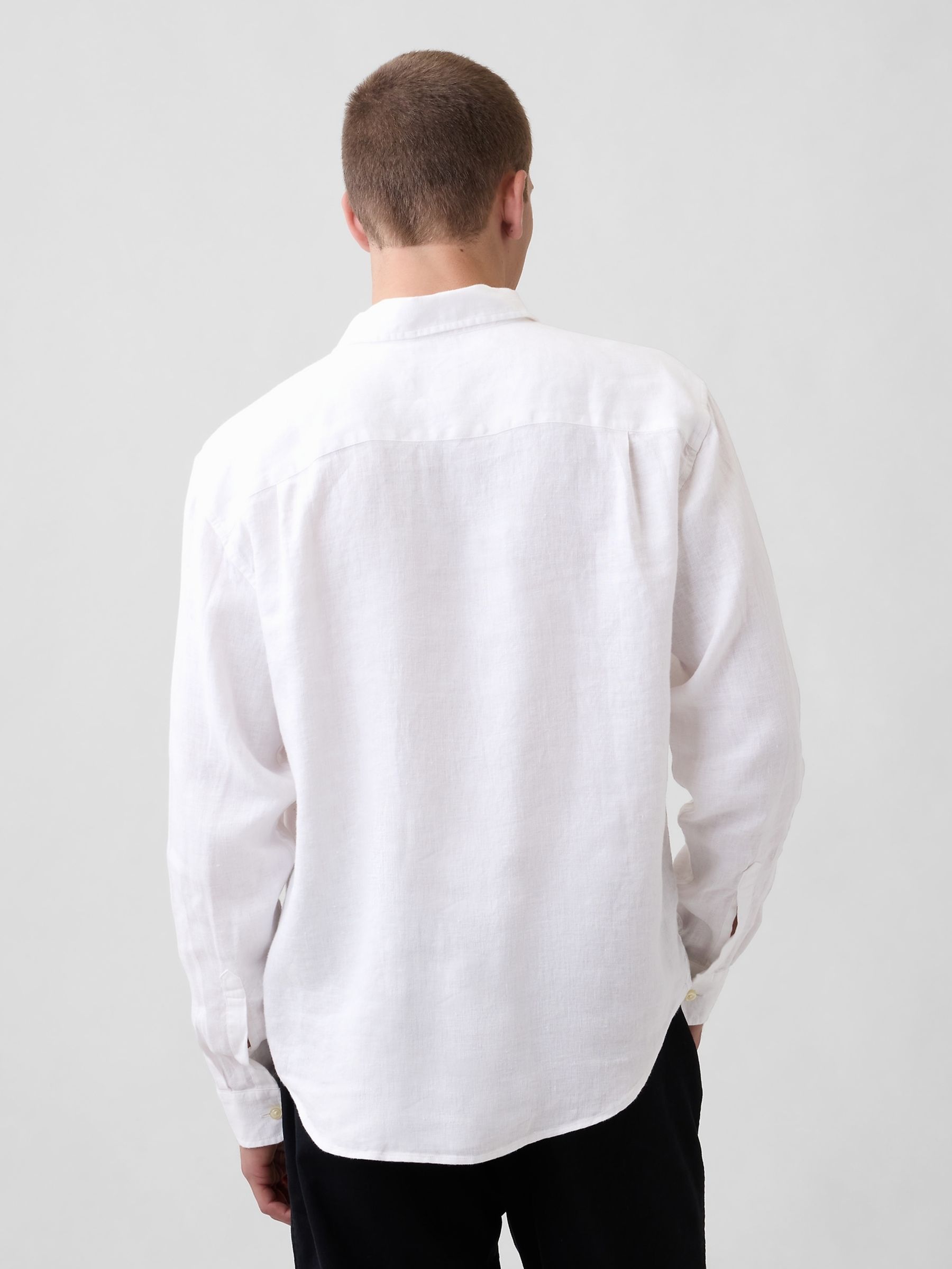 White Linen Relaxed Shirt - Image 2 of 4