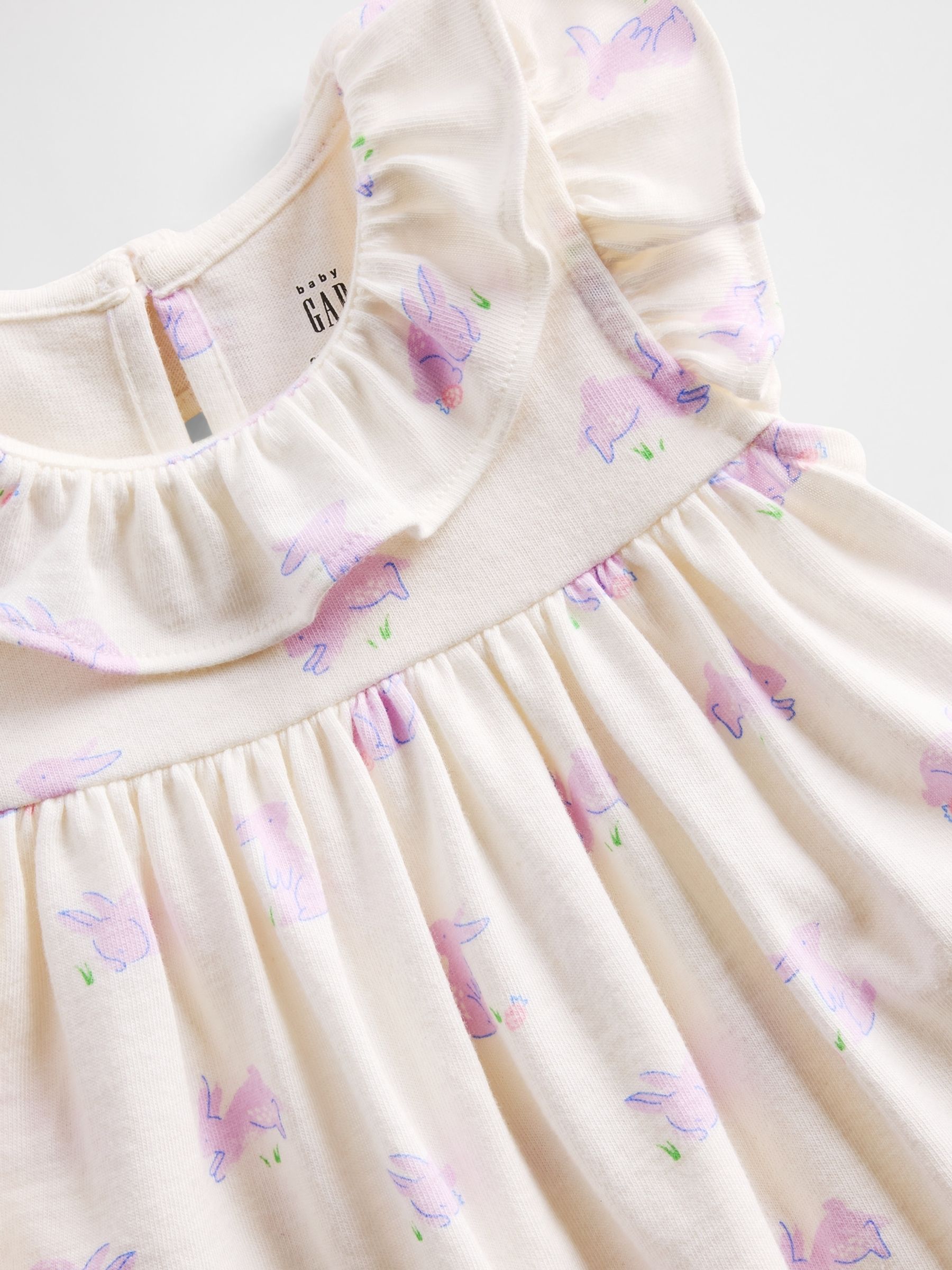 Purple Bunny Cotton Ruffle Collar Dress - Image 3 of 3