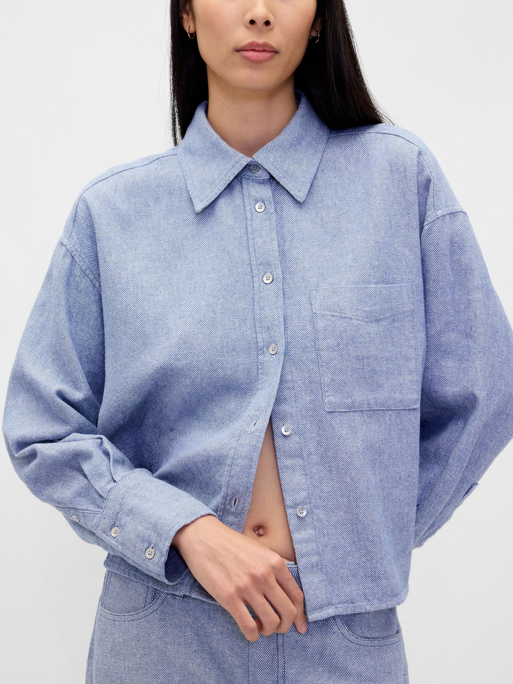 Blue Linen-Cotton Oversized Shirt - Image 4 of 4