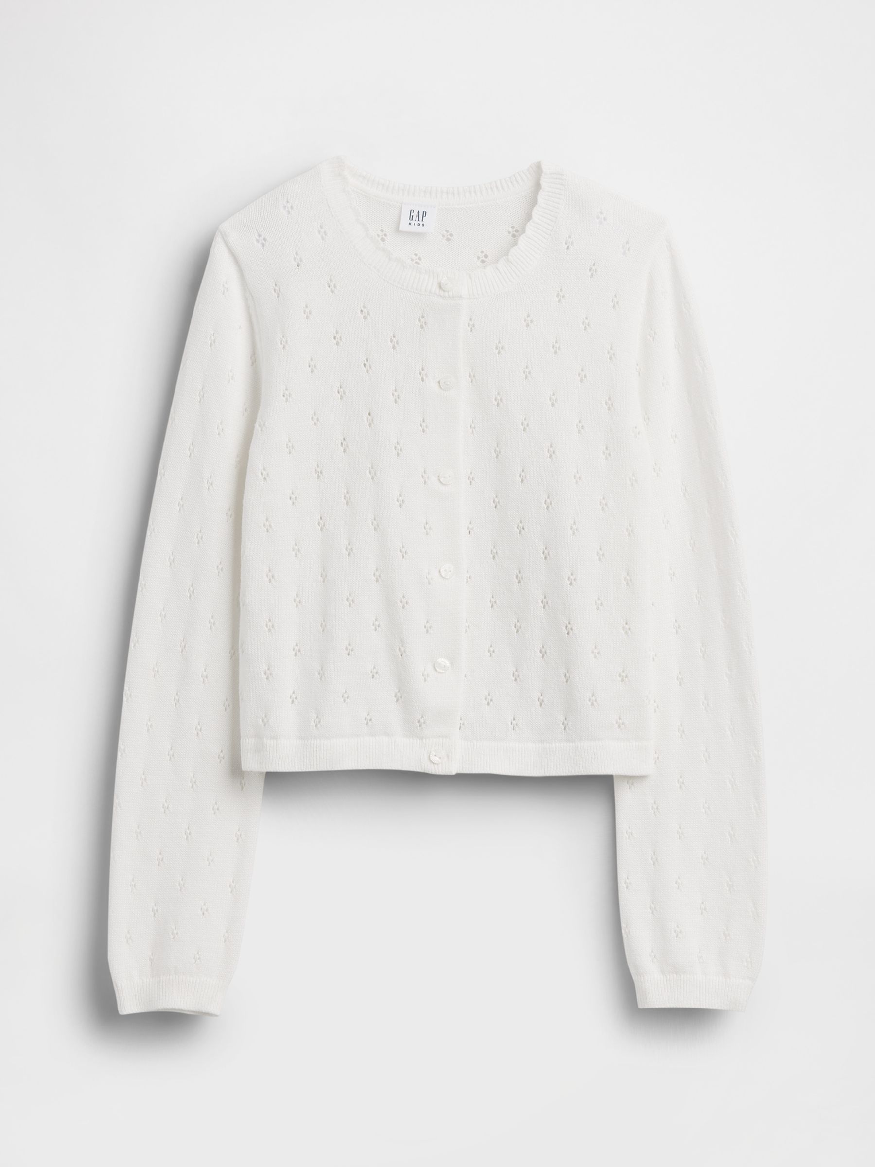 White Pointelle Cardigan - Image 4 of 5