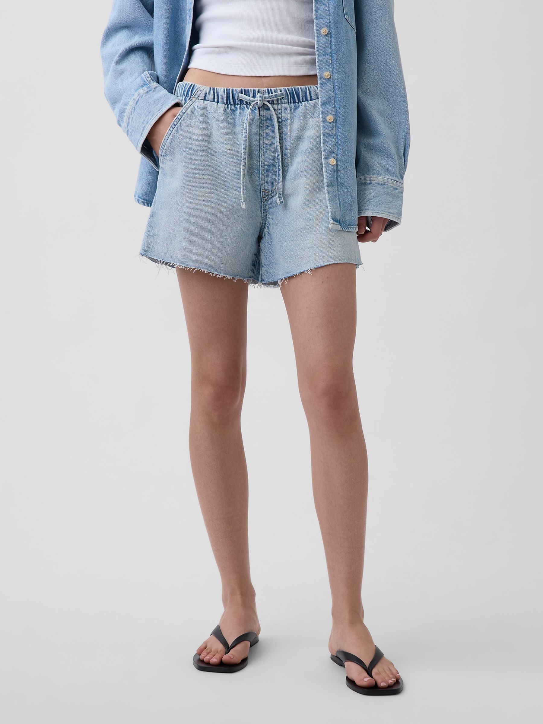 Light Wash UltraSoft Low Slung Easy Denim Shorts - Image 1 of 4