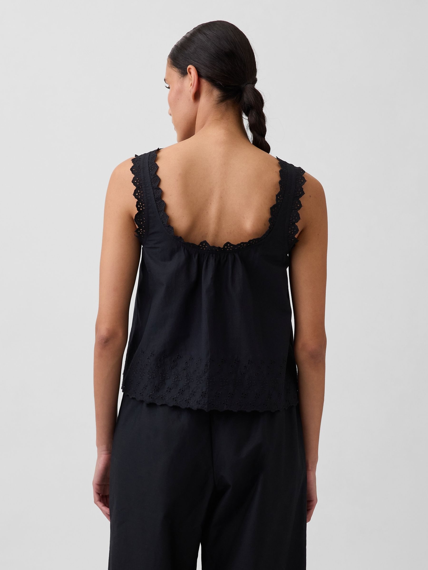 Black Embroidered Pyjama Vest - Image 2 of 4 Black Embroidered Pyjama Vest - Image 2 of 4