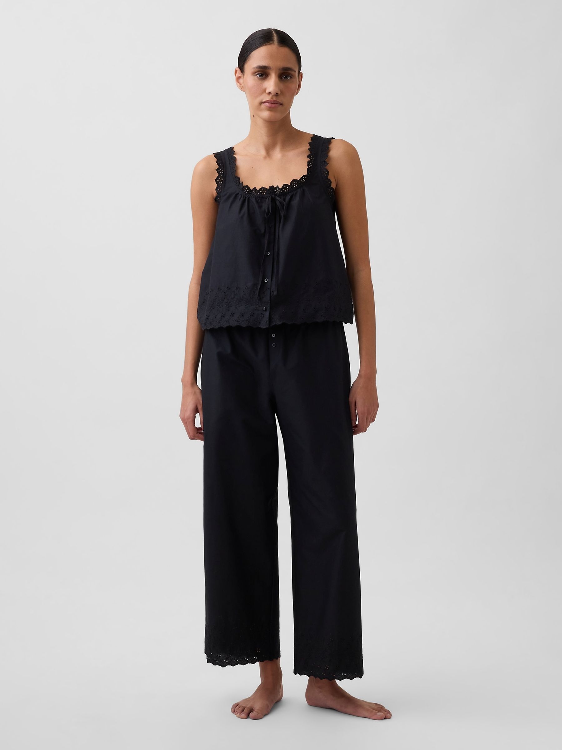 Black Embroidered Pyjama Vest - Image 3 of 4