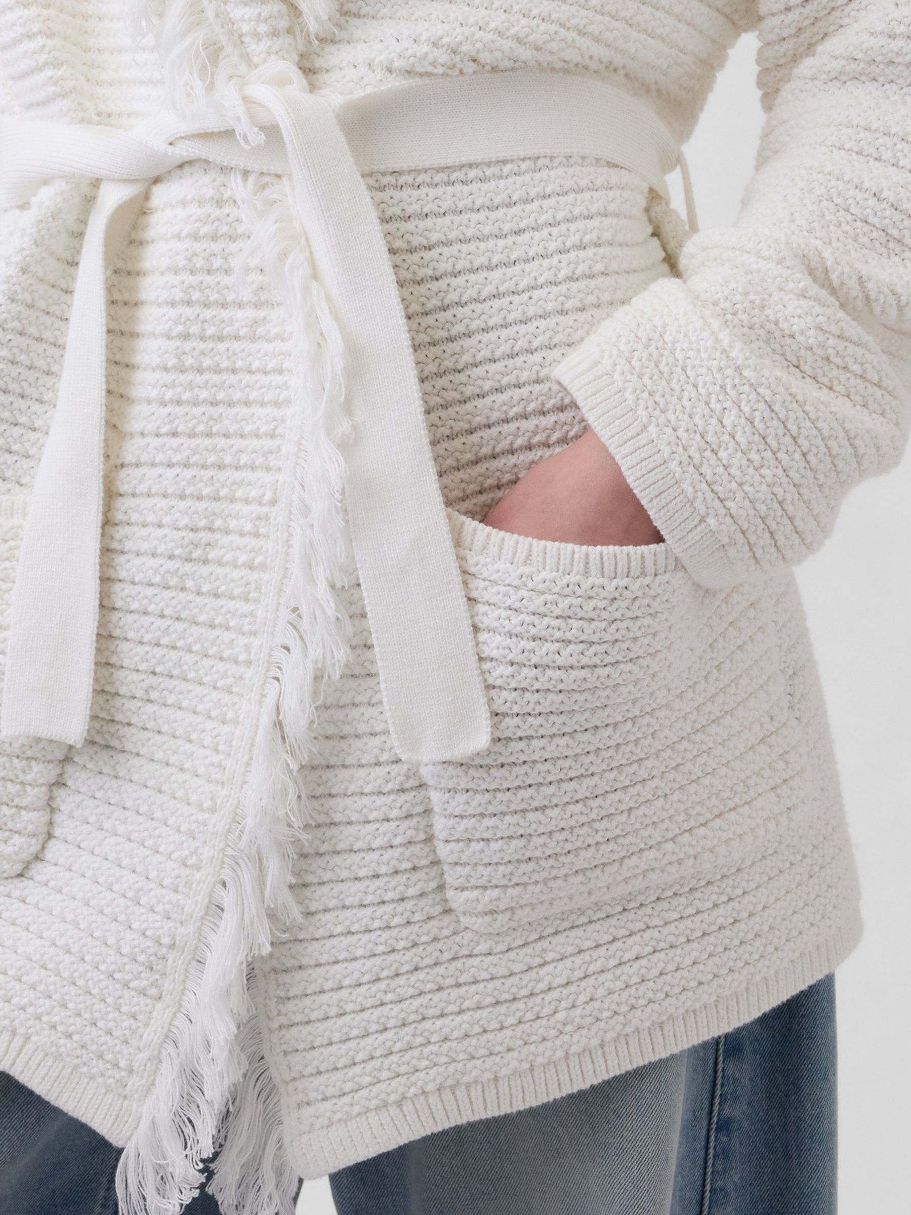 White Oversized Fringe Shawl Cardigan - Image 4 of 4