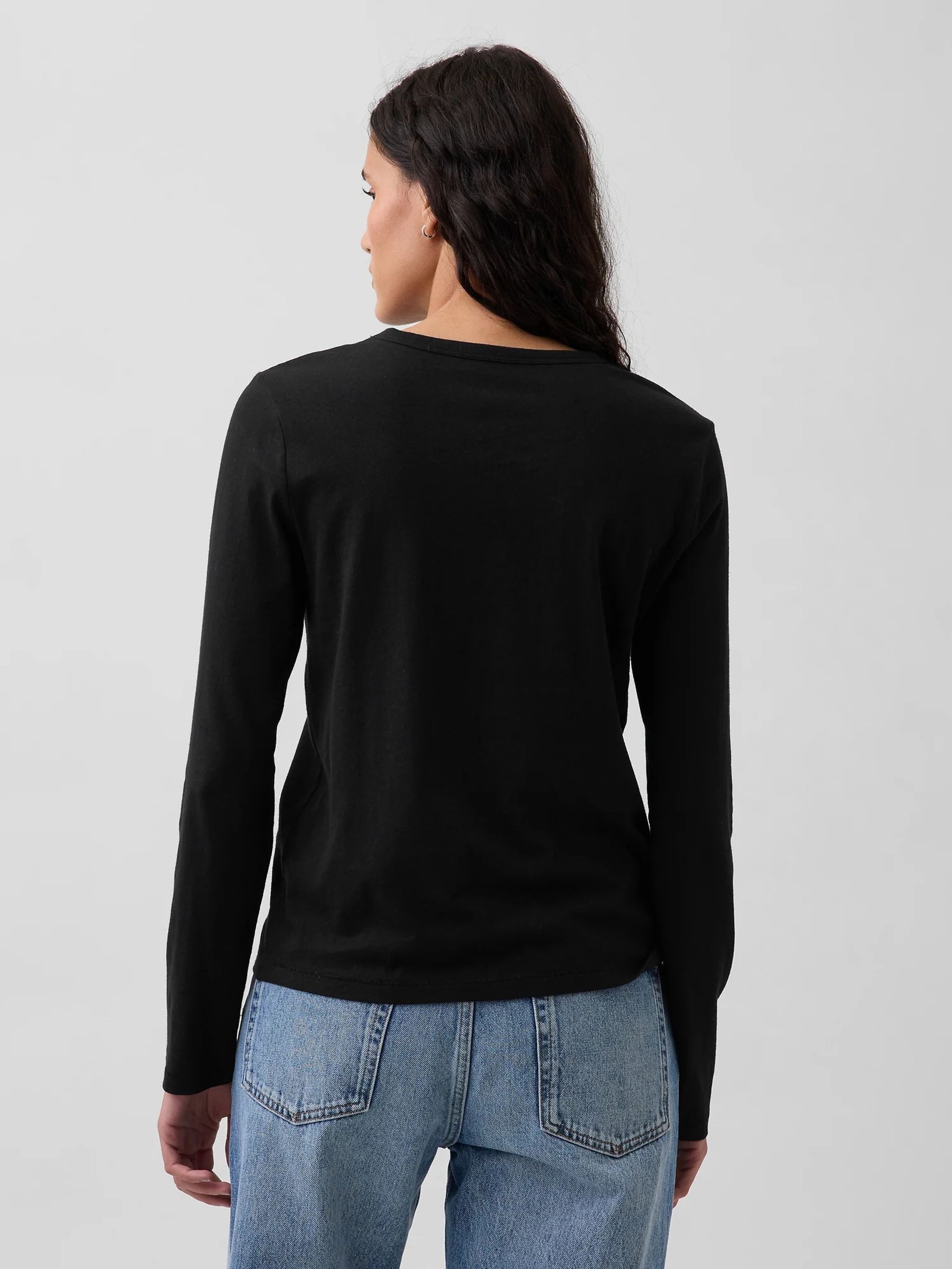 Black Cotton VintageSoft Long Sleeve T-Shirt - Image 2 of 4 Black Cotton VintageSoft Long Sleeve T-Shirt - Image 2 of 4
