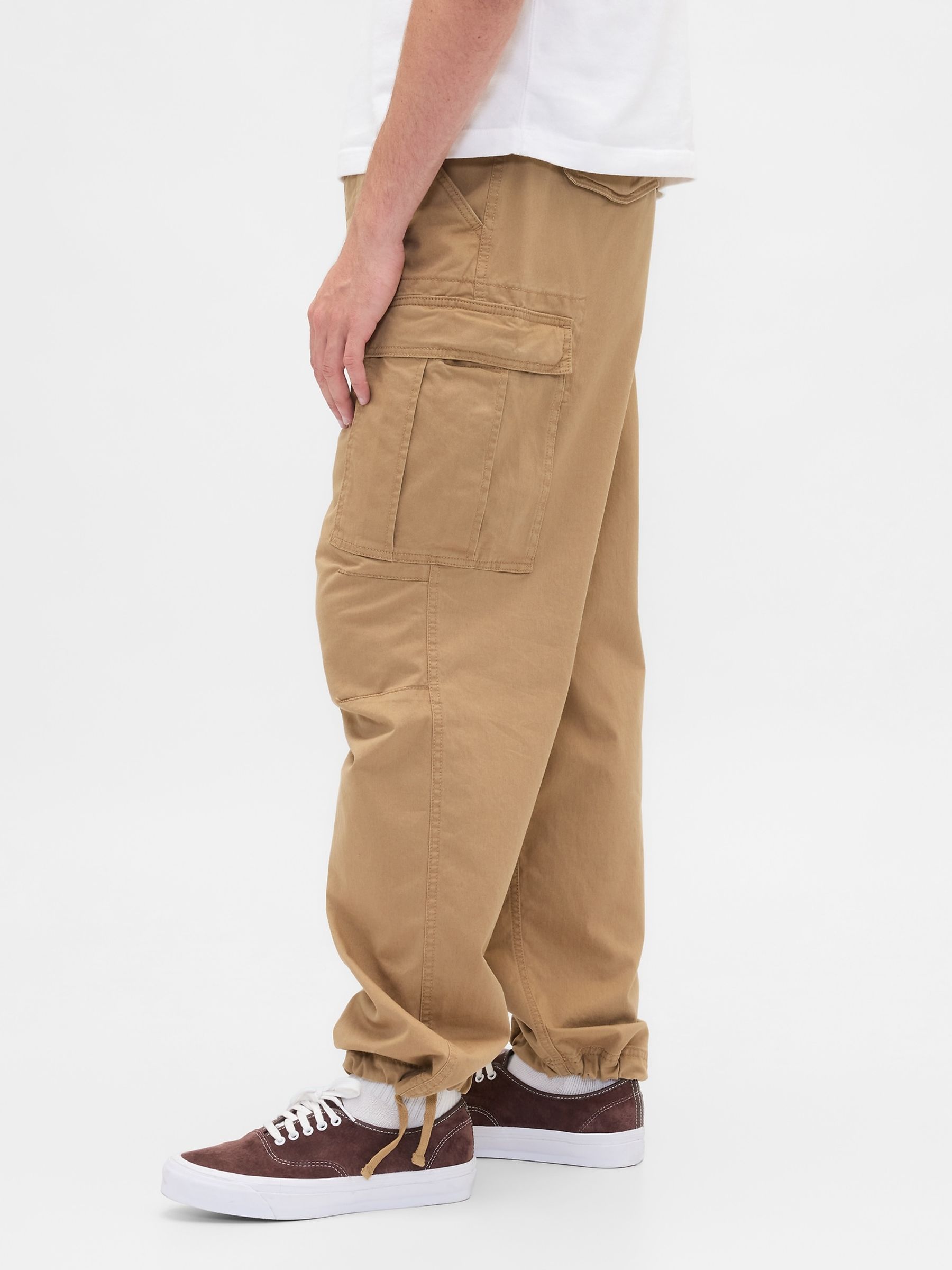 Beige Relaxed Cargo Trousers - Image 3 of 6