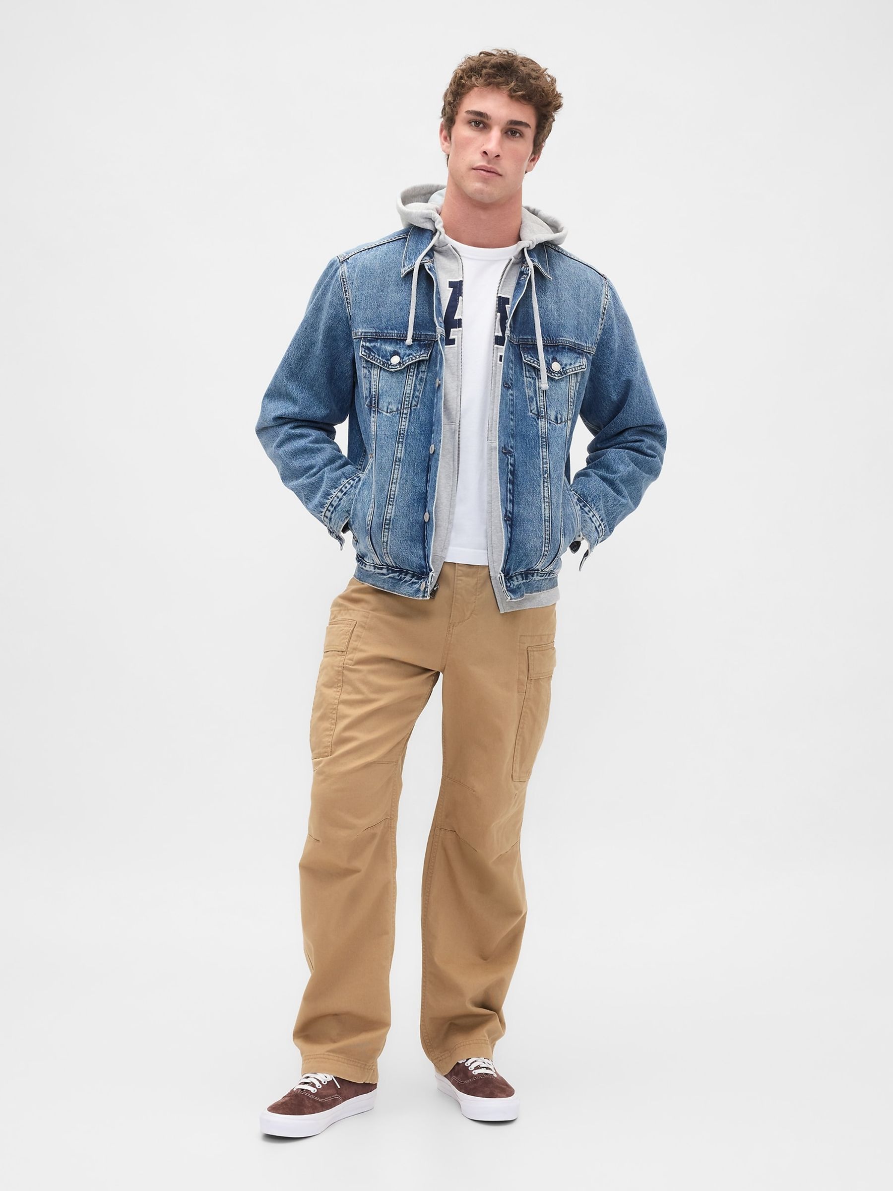 Beige Relaxed Cargo Trousers - Image 4 of 6