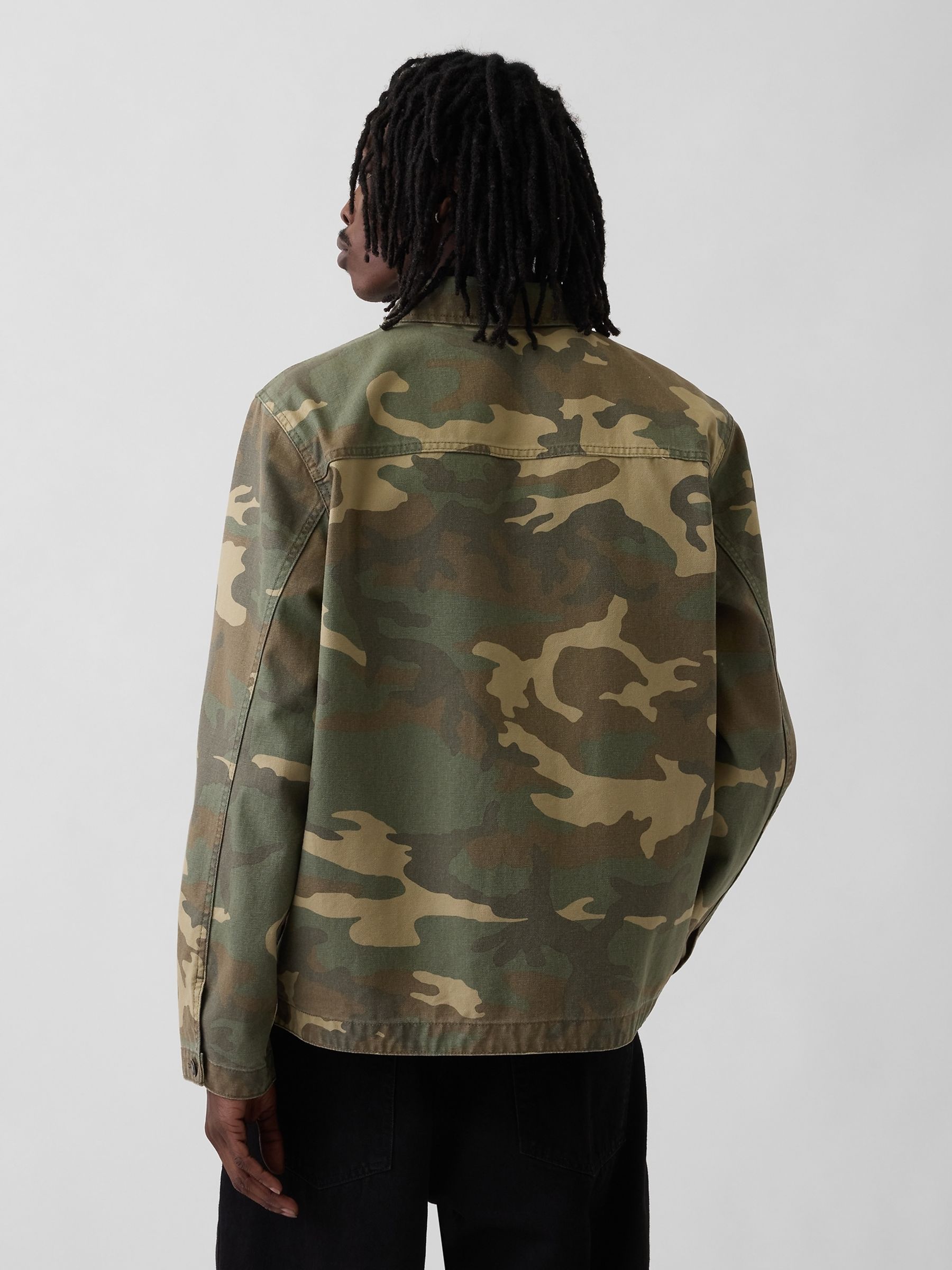 Green Canvas Denim Camo Utility Shirt - Image 2 of 4