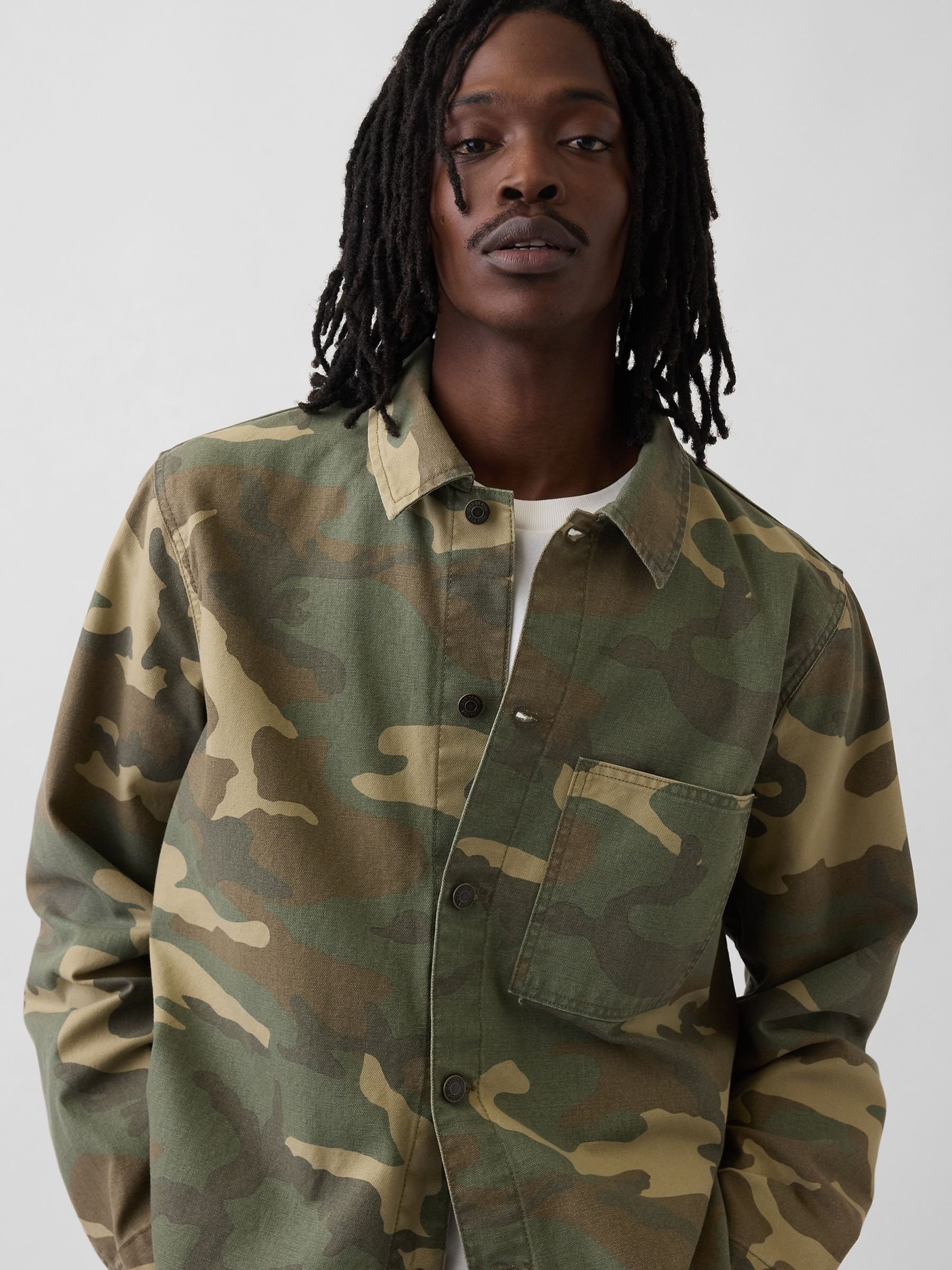 Green Canvas Denim Camo Utility Shirt - Image 4 of 4 Green Canvas Denim Camo Utility Shirt - Image 4 of 4