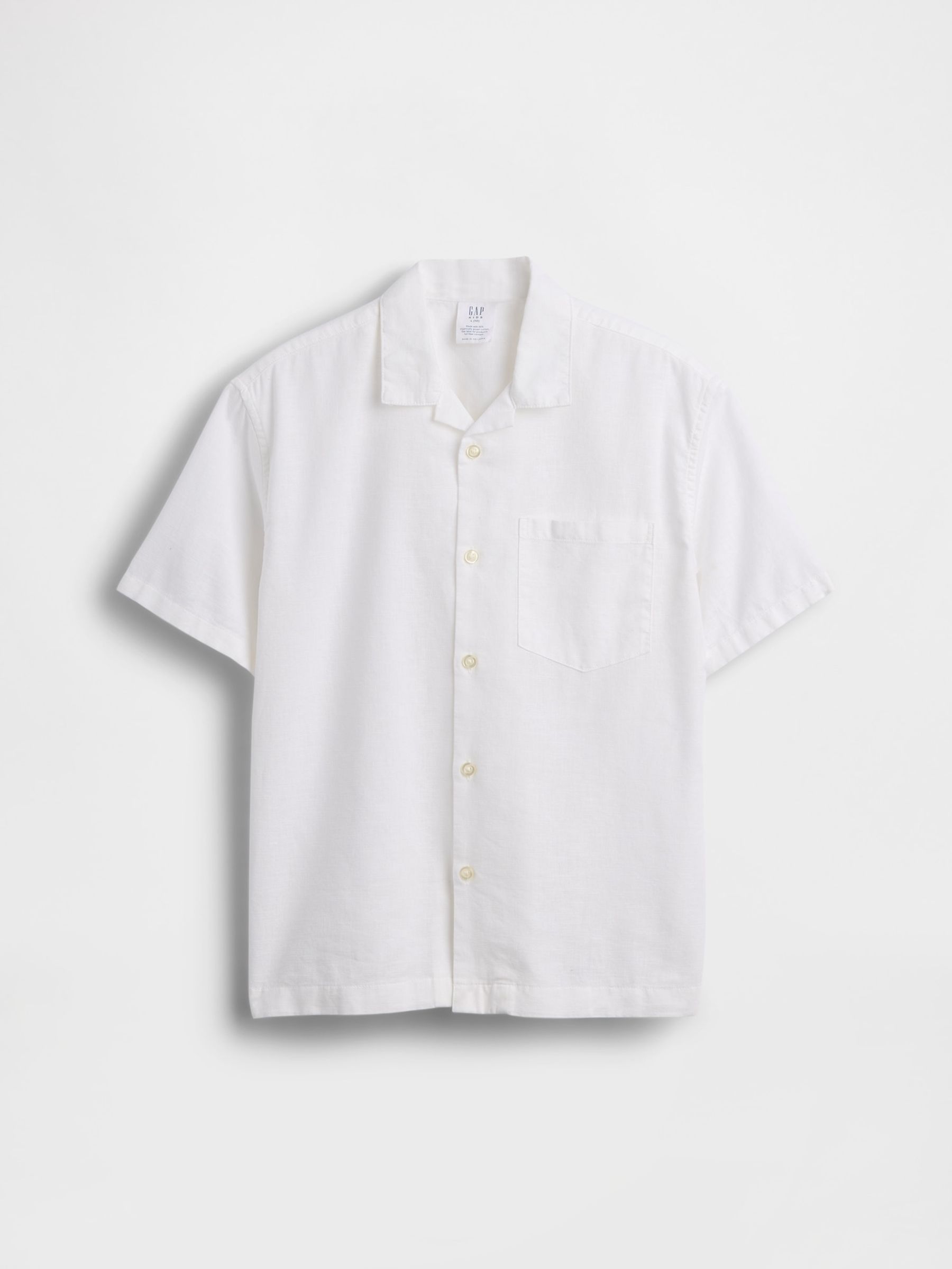 White Linen-Cotton Relaxed Holiday Shirt - Image 3 of 4