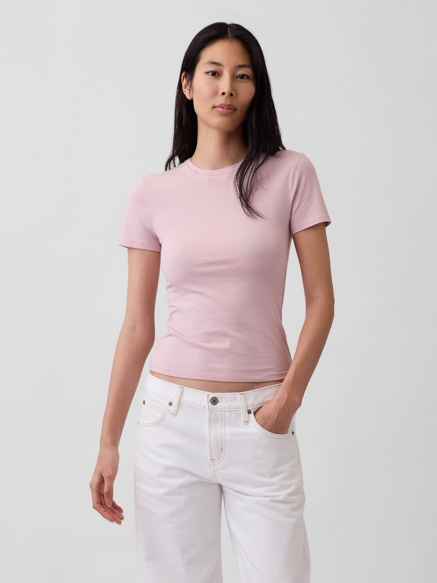 Pink Close Knit Jersey T-Shirt - Image 1 of 4