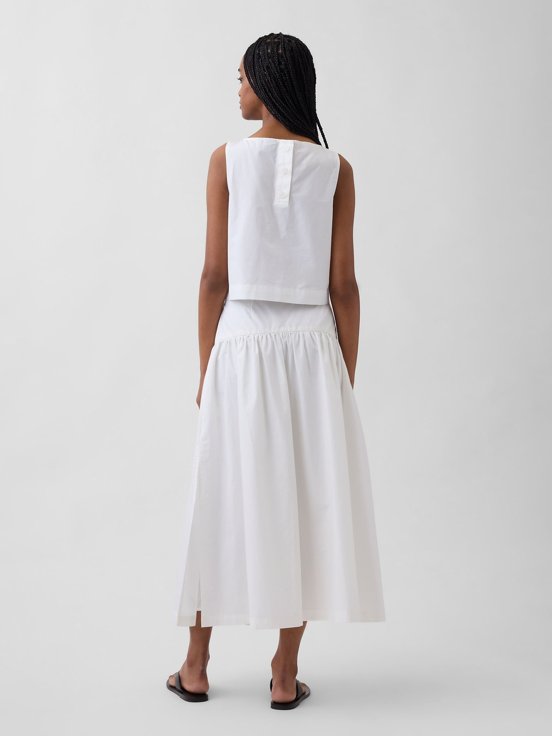 White Poplin Drop-Waist Maxi Skirt - Image 2 of 4
