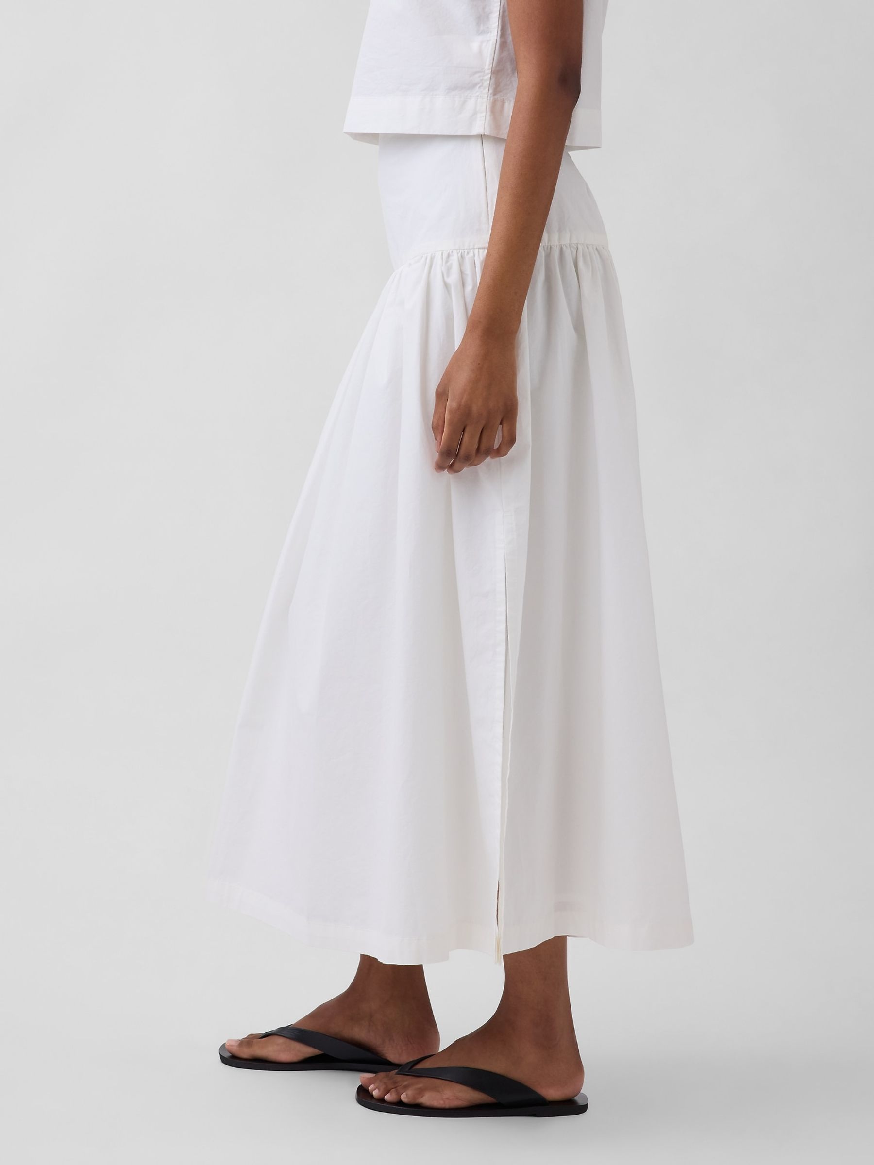 White Poplin Drop-Waist Maxi Skirt - Image 4 of 4