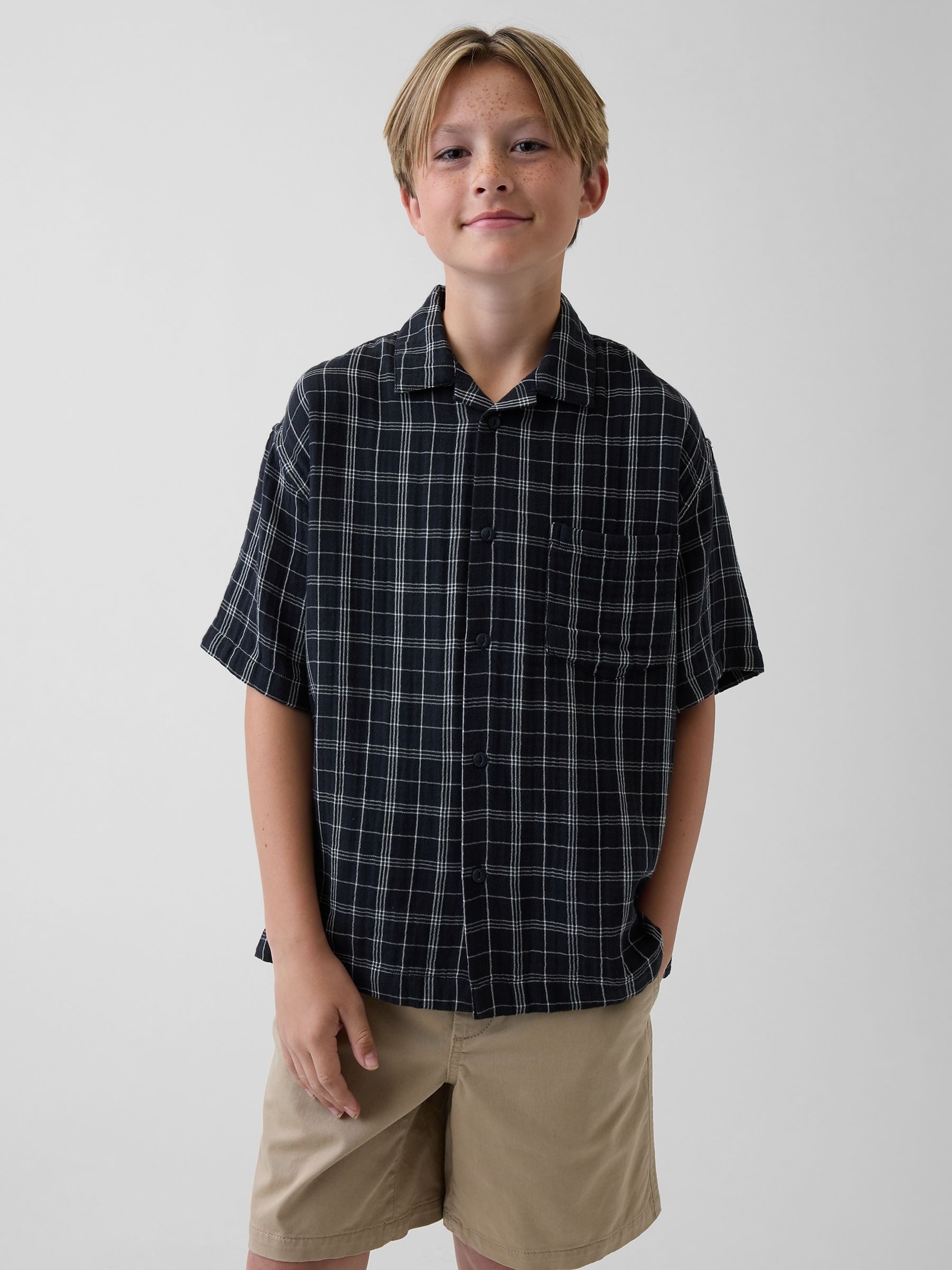 Black check Gauze Shirt - Image 1 of 4