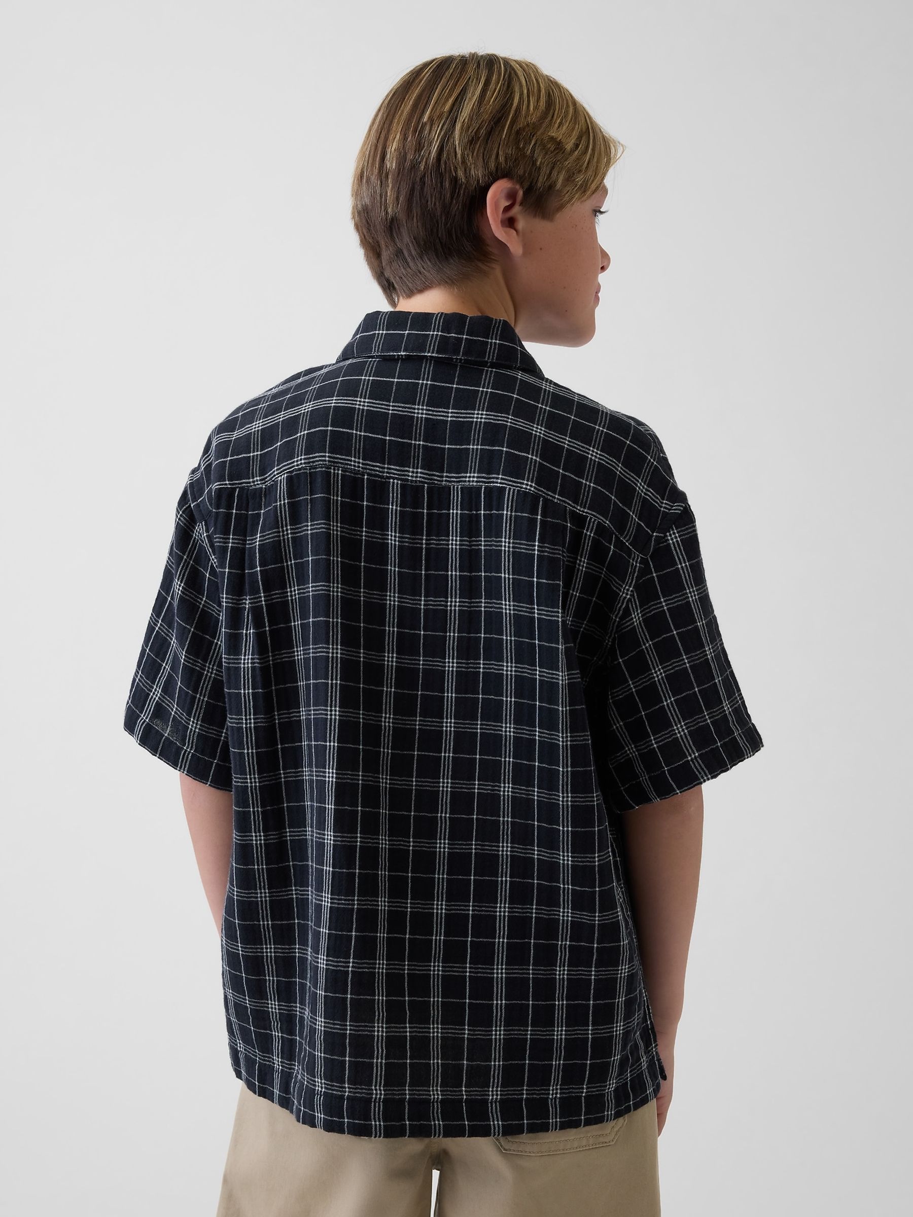 Black check Gauze Shirt - Image 2 of 4