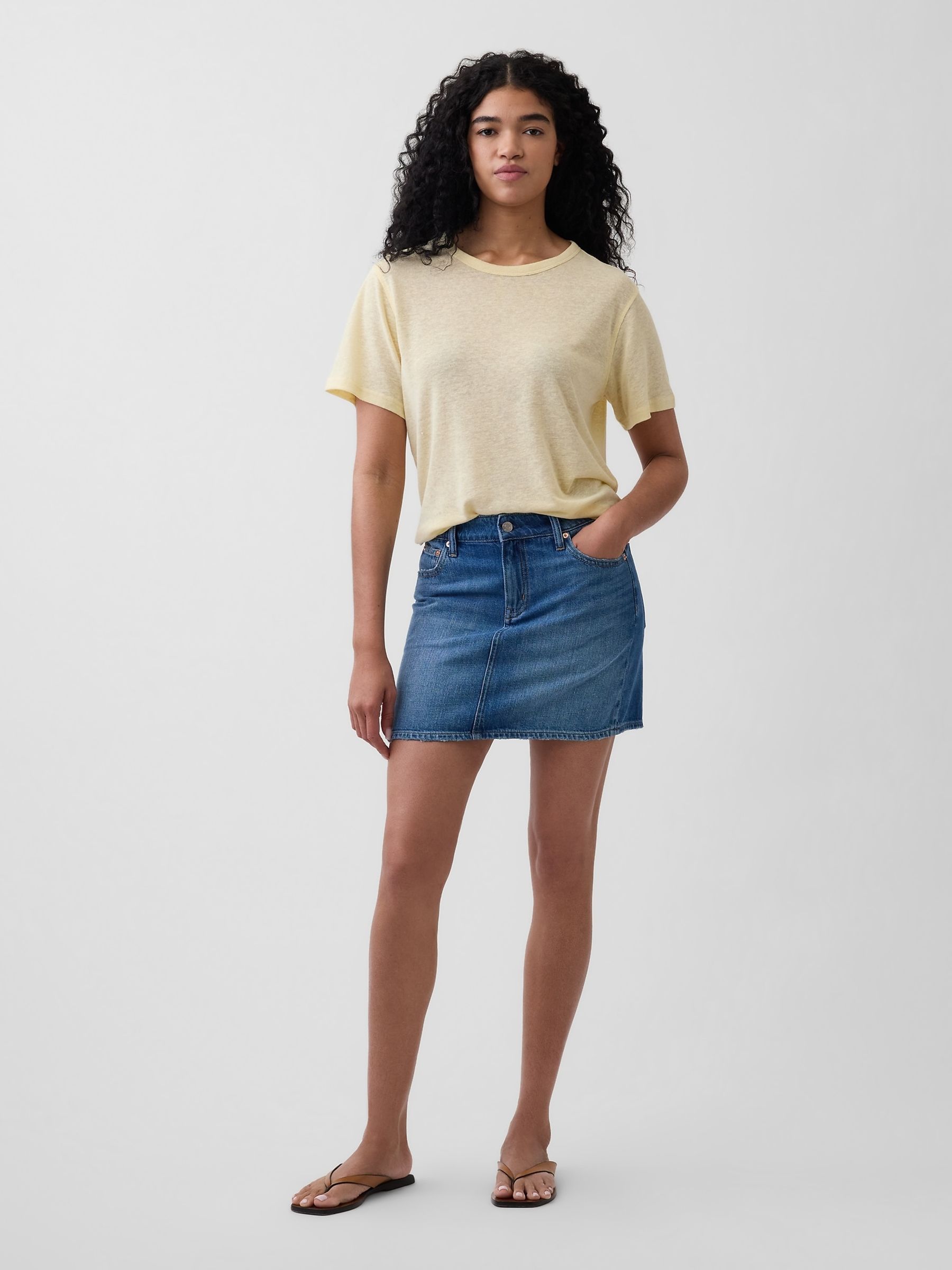 Yellow Linen-Blend Relaxed T-Shirt - Image 3 of 4