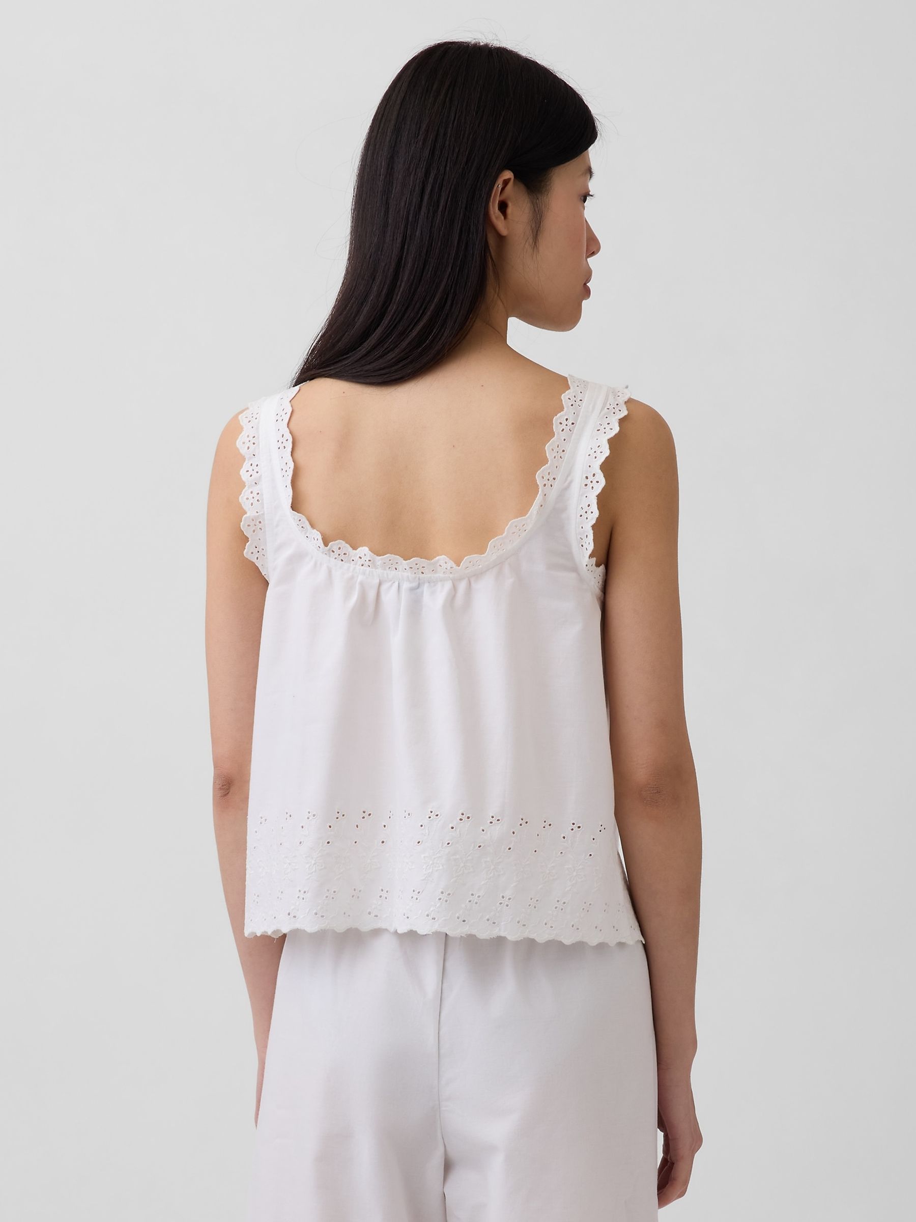 White Embroidered Pyjama Vest - Image 2 of 4