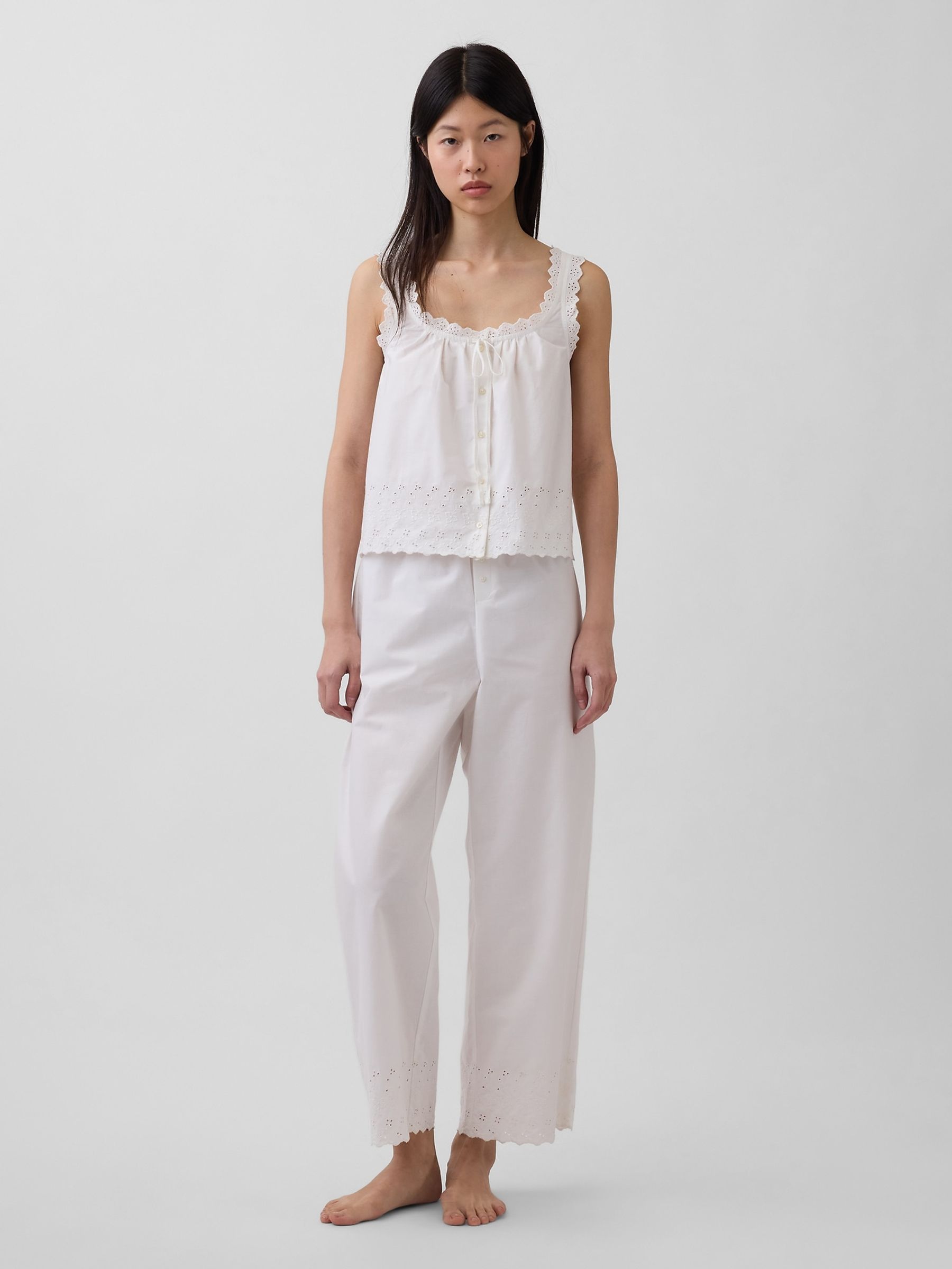 White Embroidered Pyjama Vest - Image 3 of 4