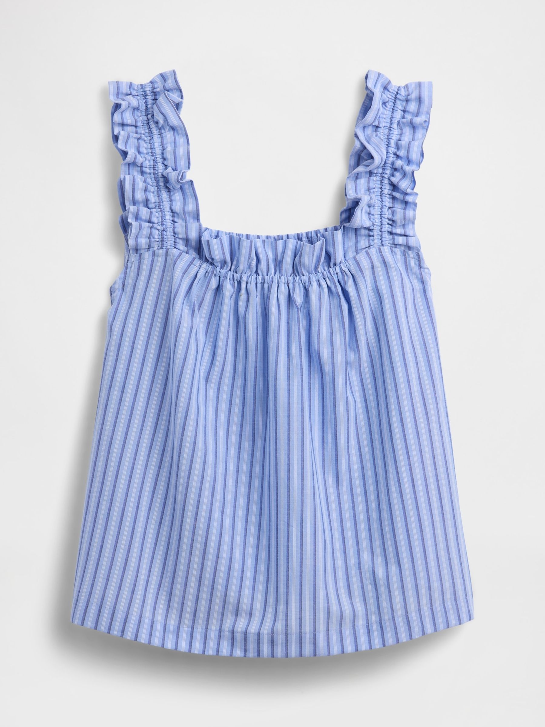 Blue Stripe Ruffle Poplin Pyjama Top - Image 4 of 5