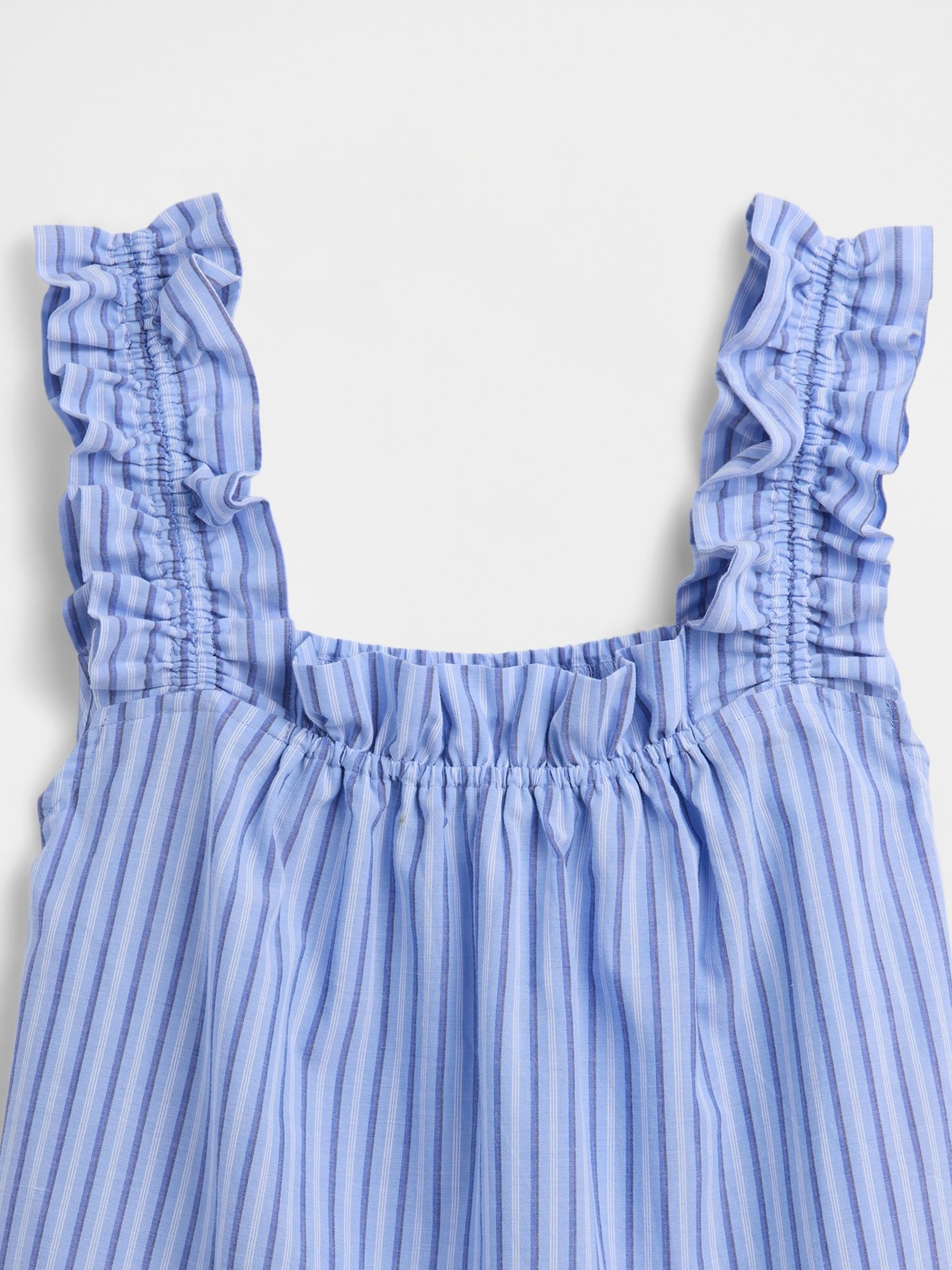 Blue Stripe Ruffle Poplin Pyjama Top - Image 5 of 5