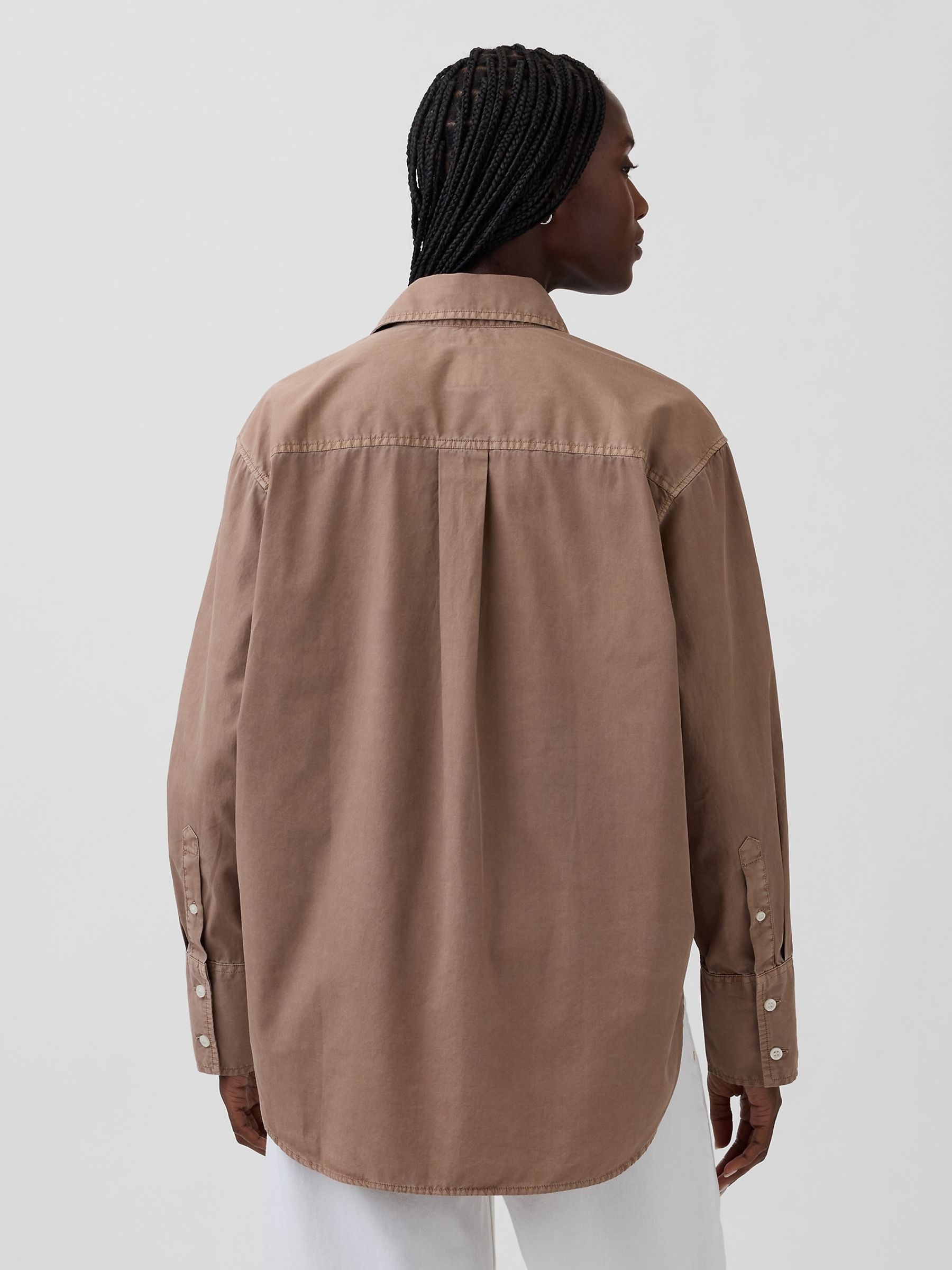 Brown Cotton Poplin Big Shirt - Image 2 of 4 Brown Cotton Poplin Big Shirt - Image 2 of 4