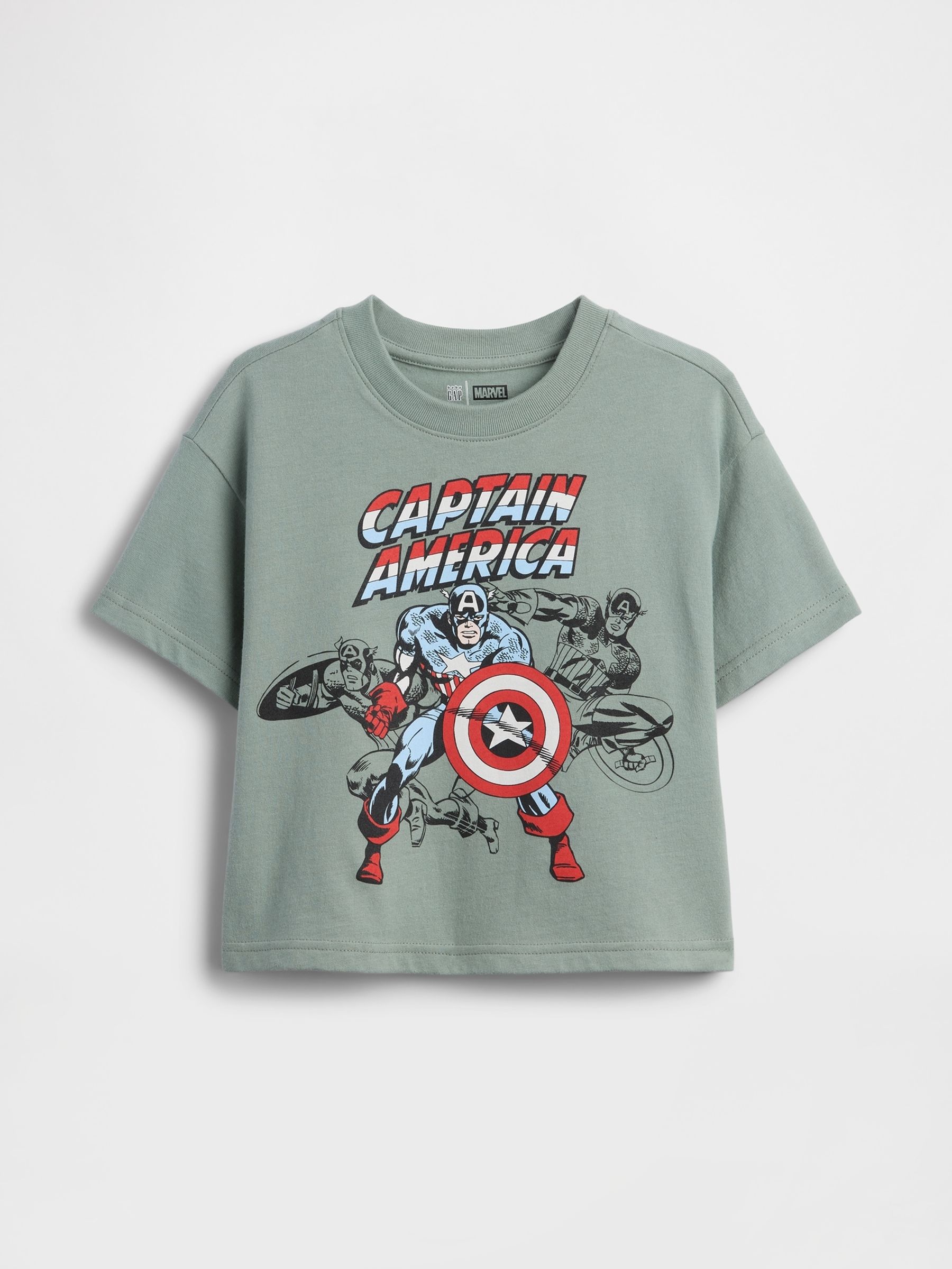 Green Captain America Marvel Oversized Graphic T-Shirt - Image 1 of 3