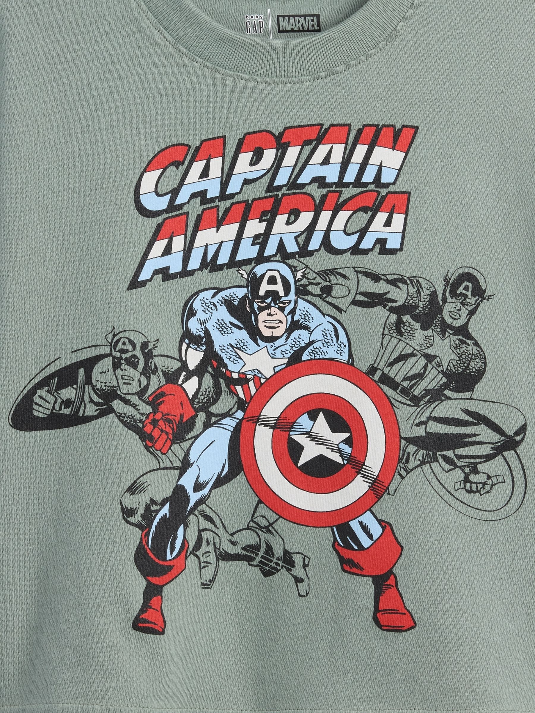 Green Captain America Marvel Oversized Graphic T-Shirt - Image 3 of 3
