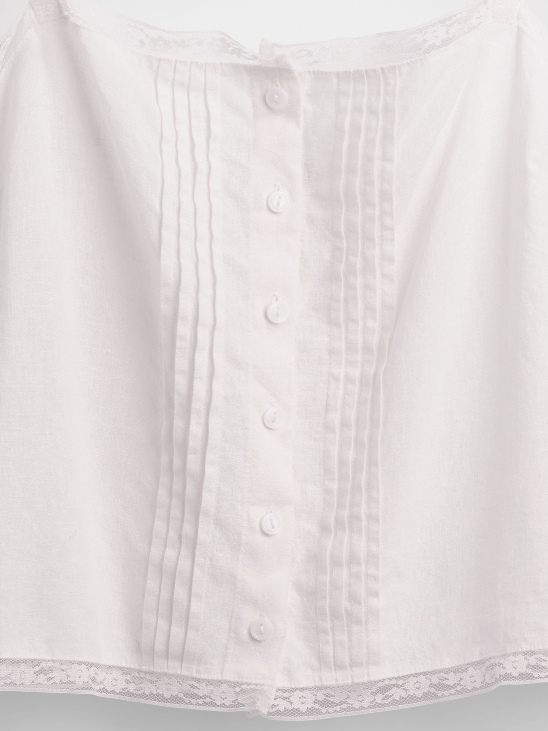 White Linen-Blend Pintuck Crop Pyjama Vest - Image 4 of 4