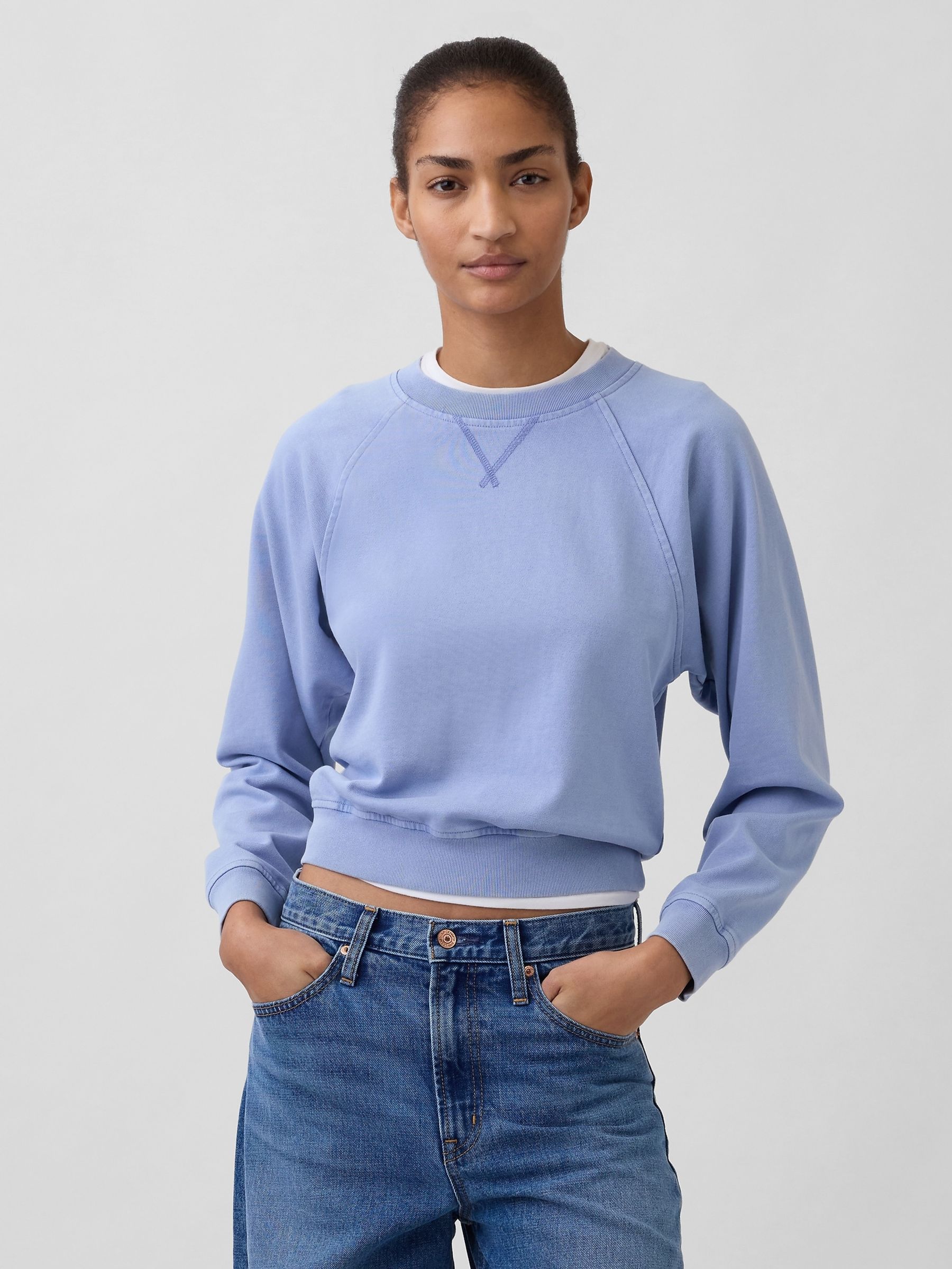 Blue French Terry Raglan Sweatshirt - Image 1 of 4