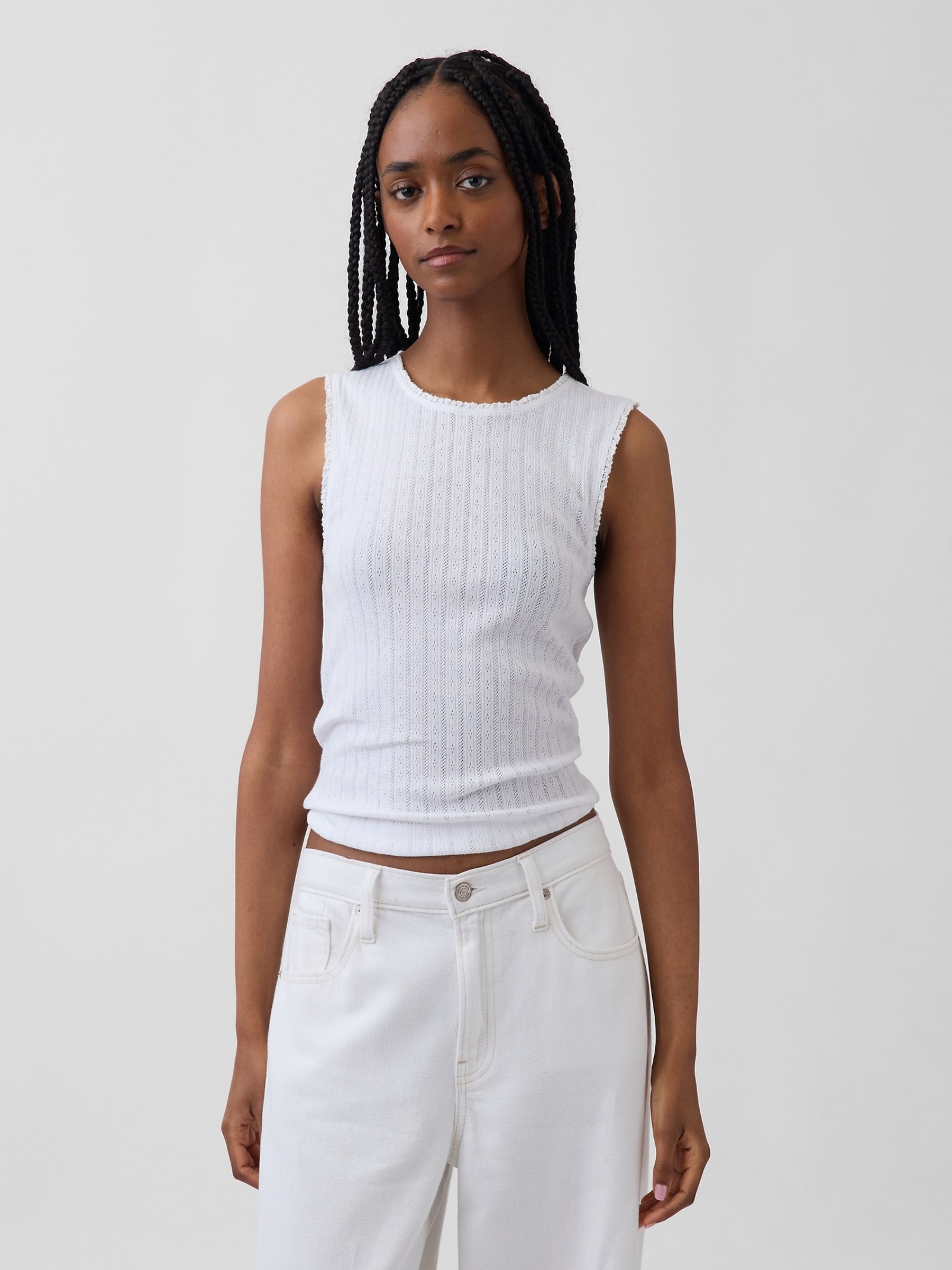 White Pointelle Shell Vest - Image 1 of 4