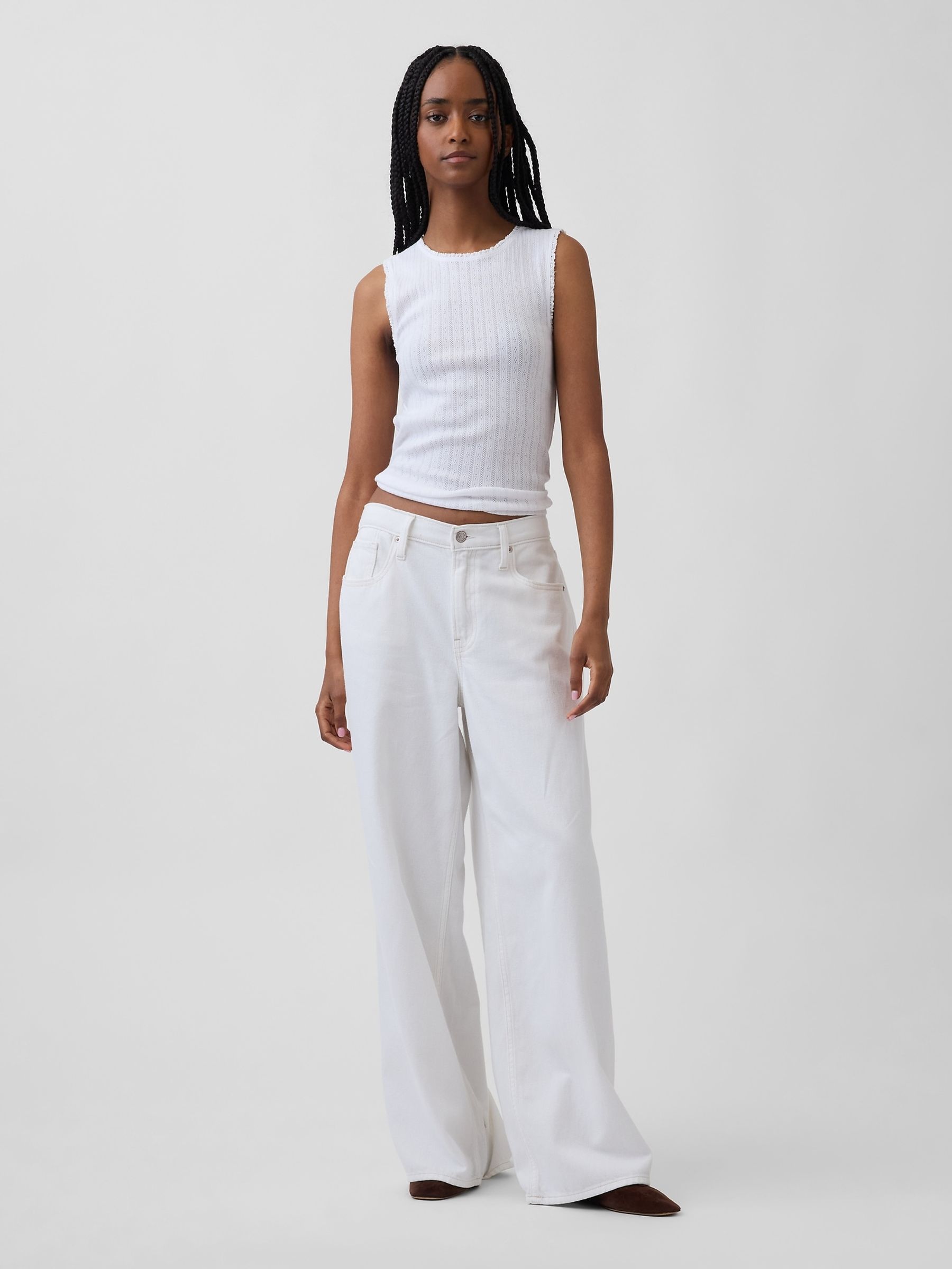 White Pointelle Shell Vest - Image 3 of 4