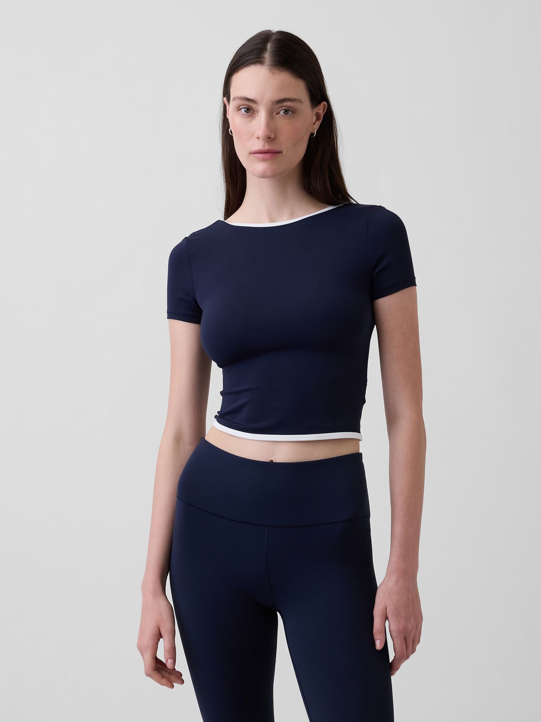 Black Smooth Reversible Wrap Crop Top - Image 1 of 4